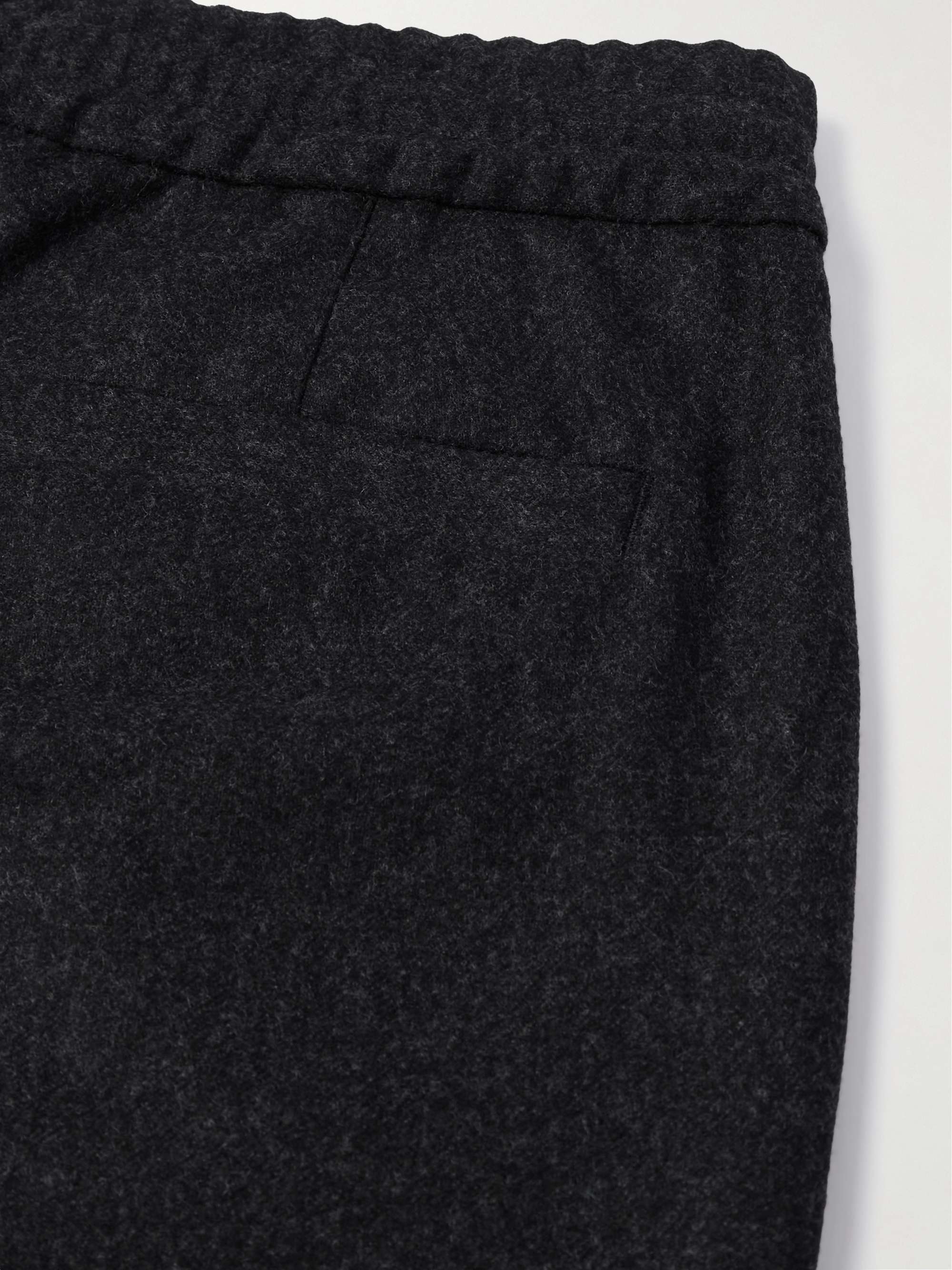 Straight-Leg Brushed Virgin Wool Drawstring Trousers view