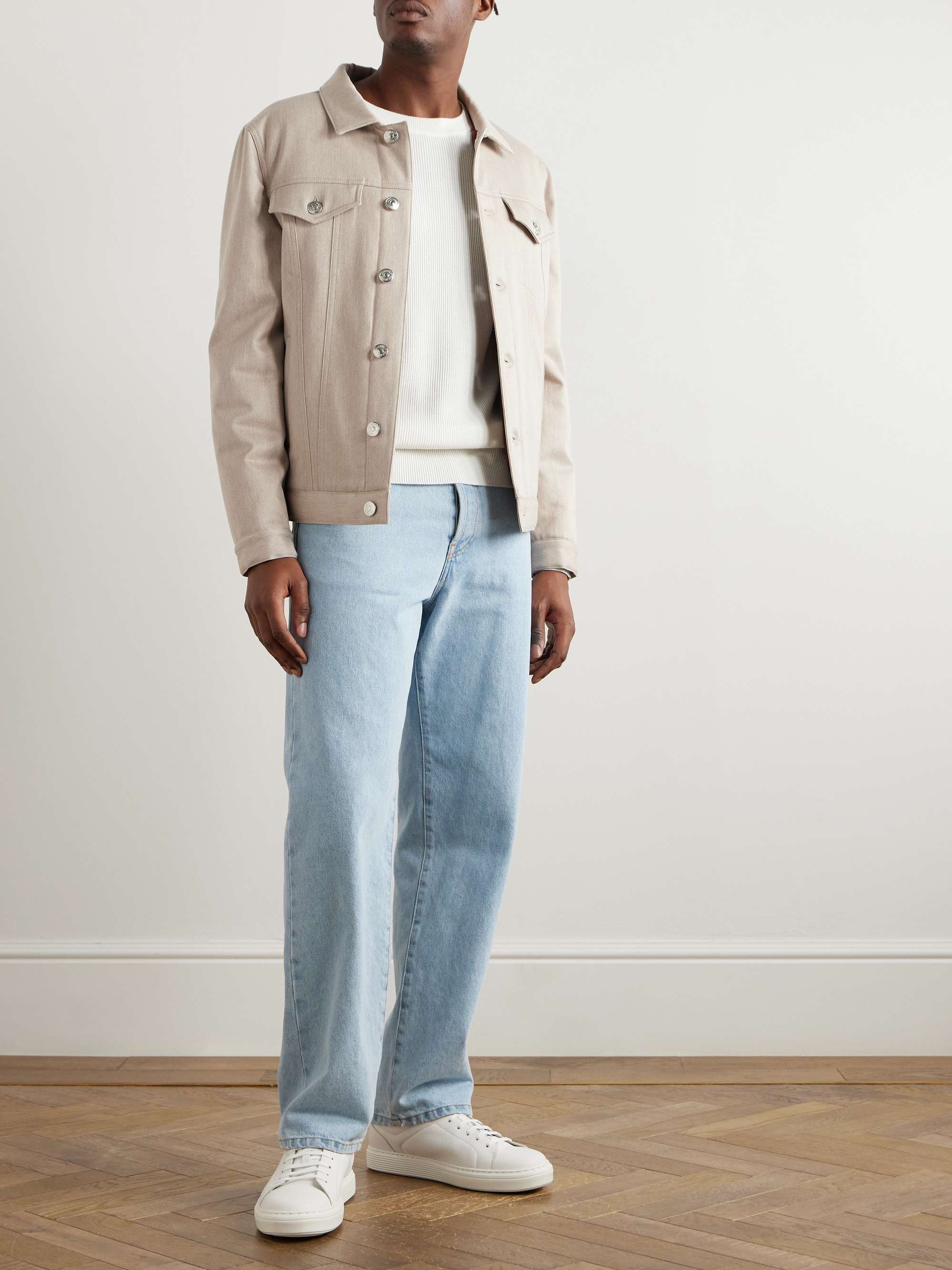 Padded Cotton-Blend Twill Trucker Jacket view