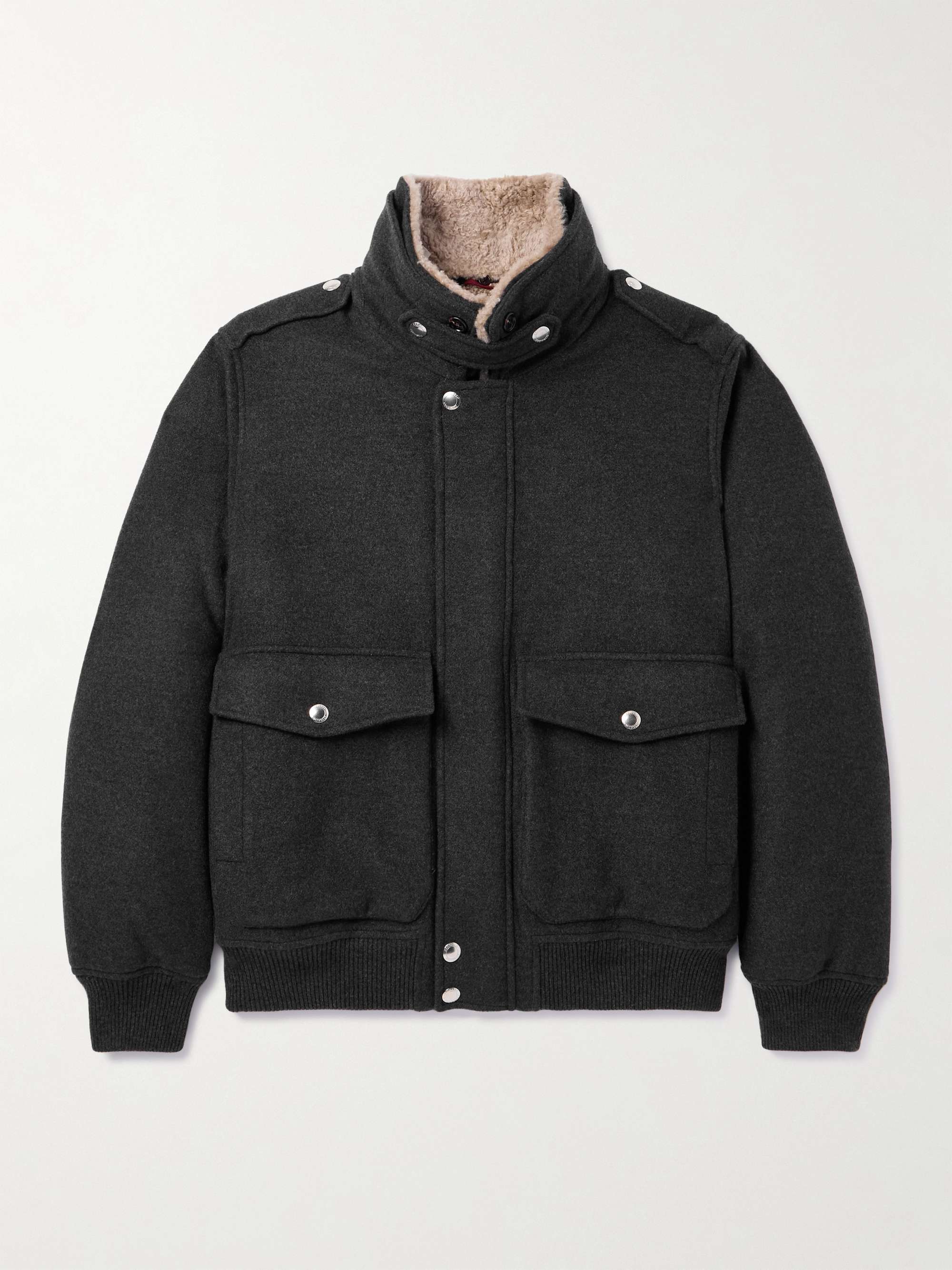 Shearling-Trimmed Cashmere Bomber Jacket view