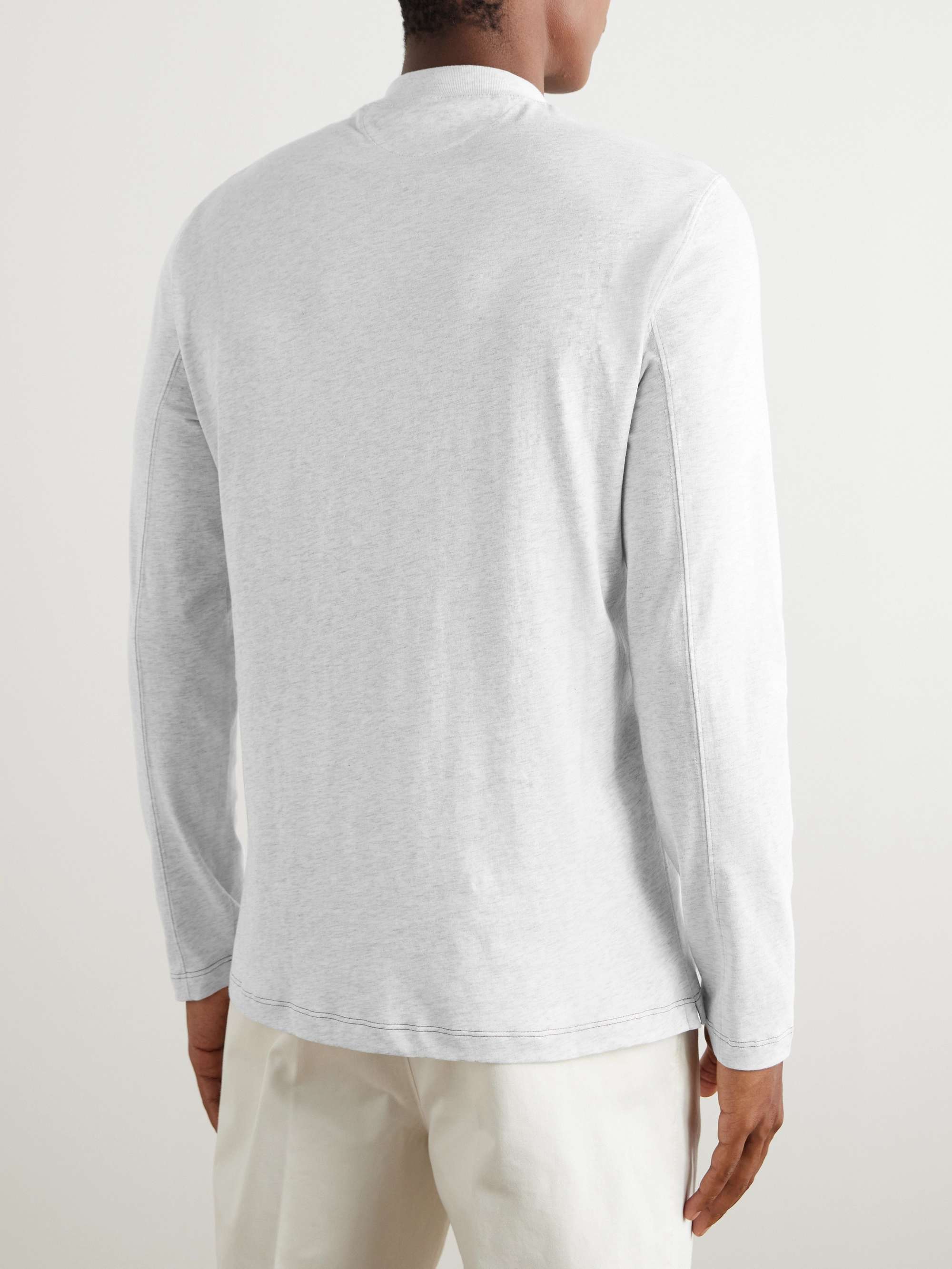Logo-Embroidered Mélange Cotton-Jersey Mock-Neck T-Shirt view