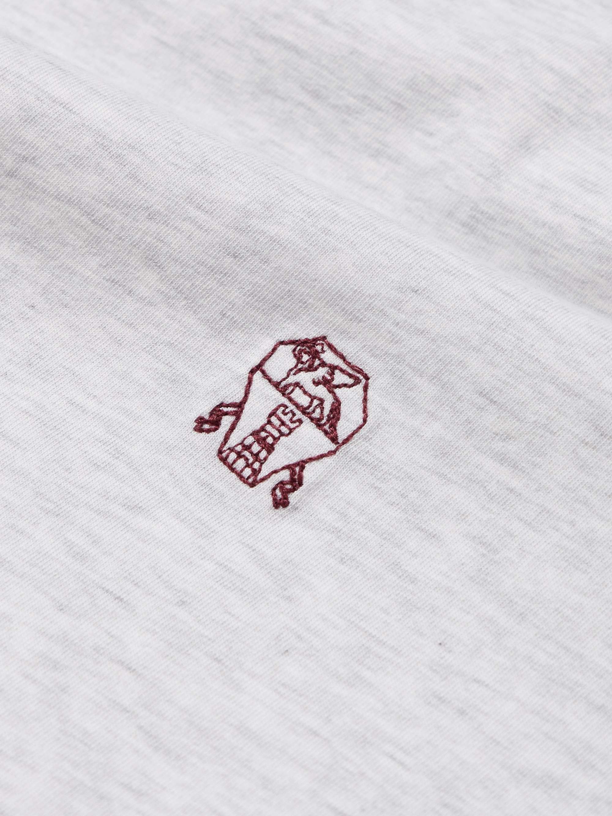 Logo-Embroidered Mélange Cotton-Jersey Mock-Neck T-Shirt view