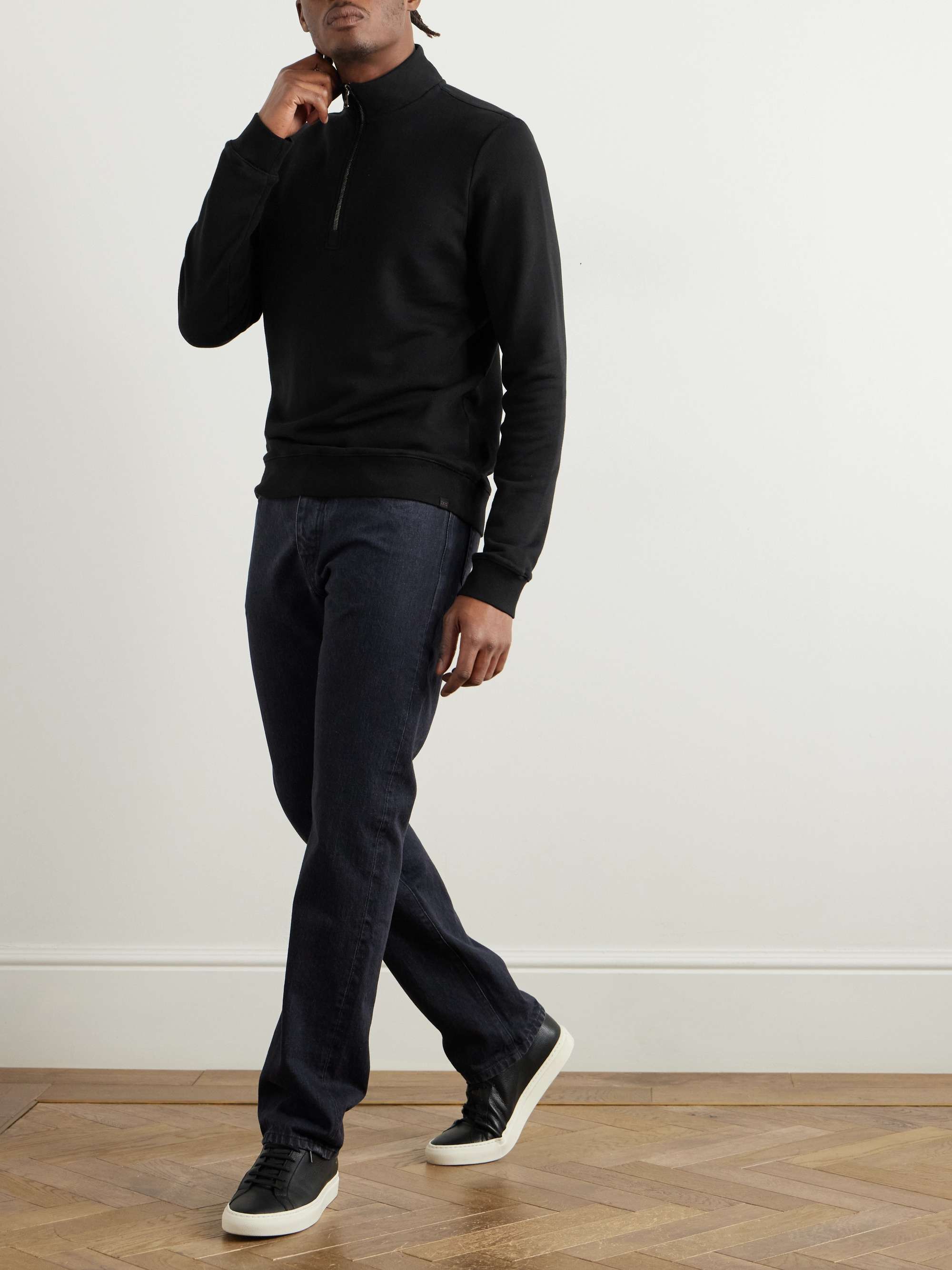 Cotton and Modal-Blend Jersey Half-Zip Sweatshirt view