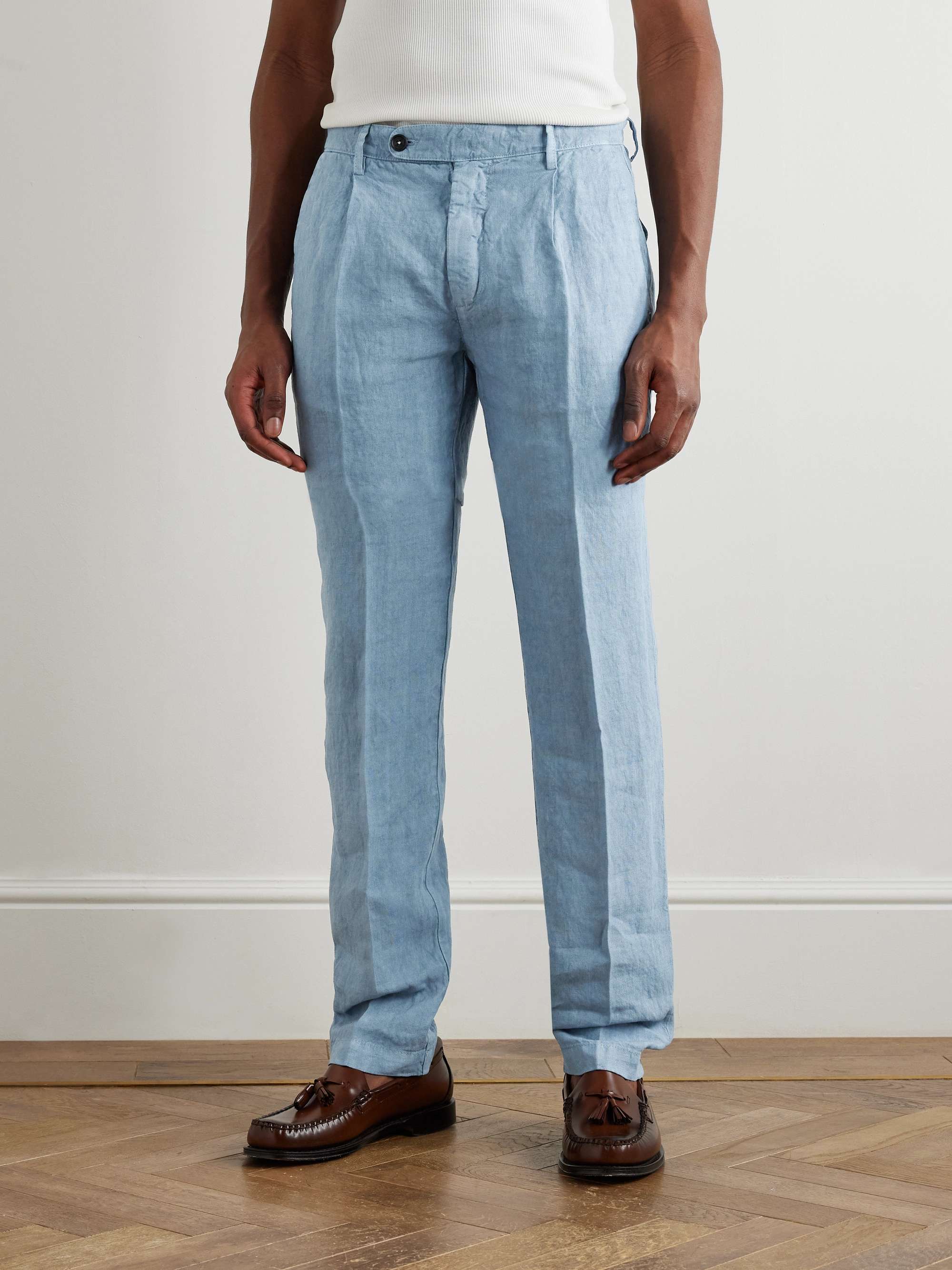 Ionio2 Straight-Leg Pleated Linen Trousers view