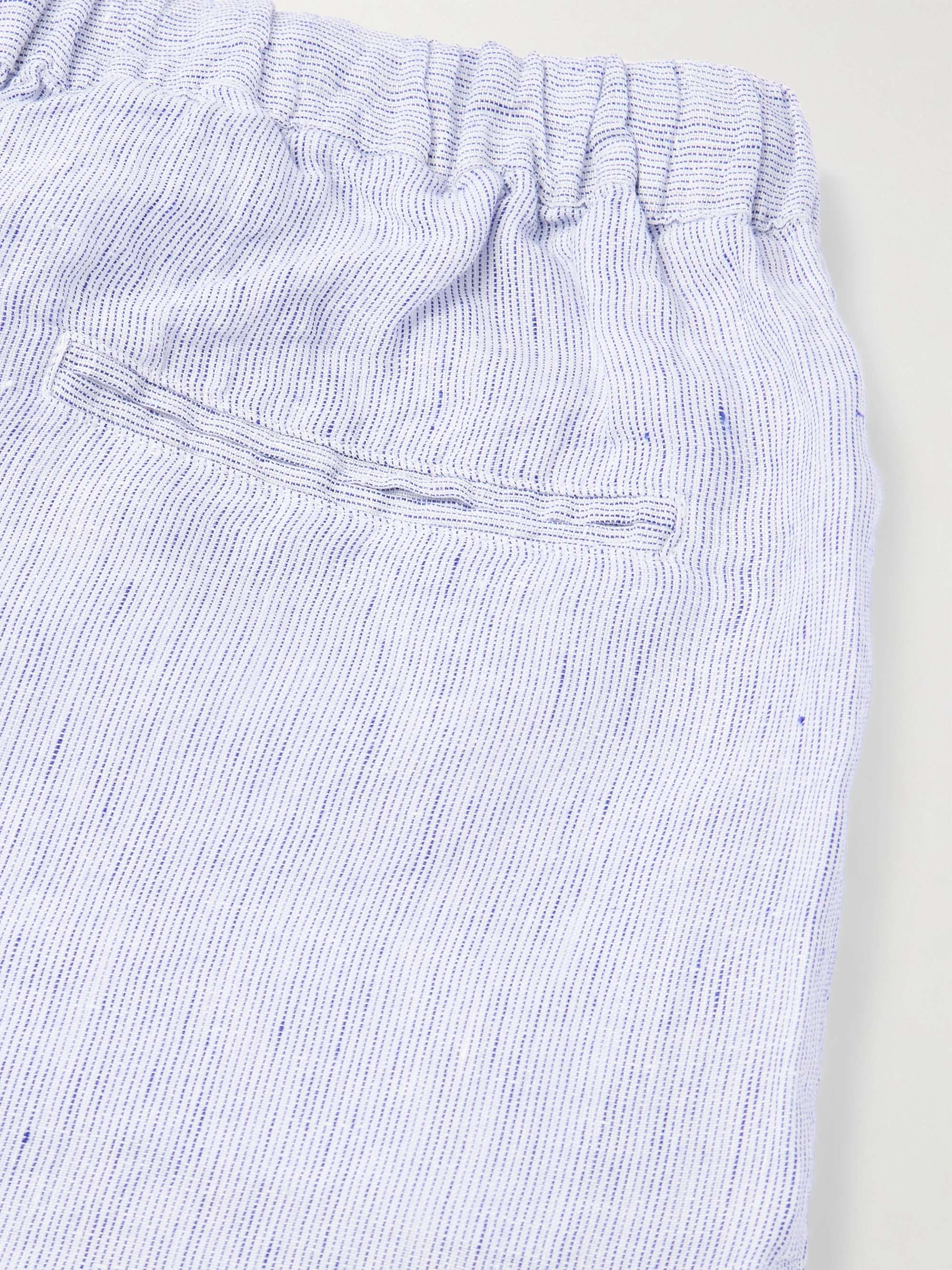 Kevin Straight-Leg Pleated Linen Drawstring Shorts view
