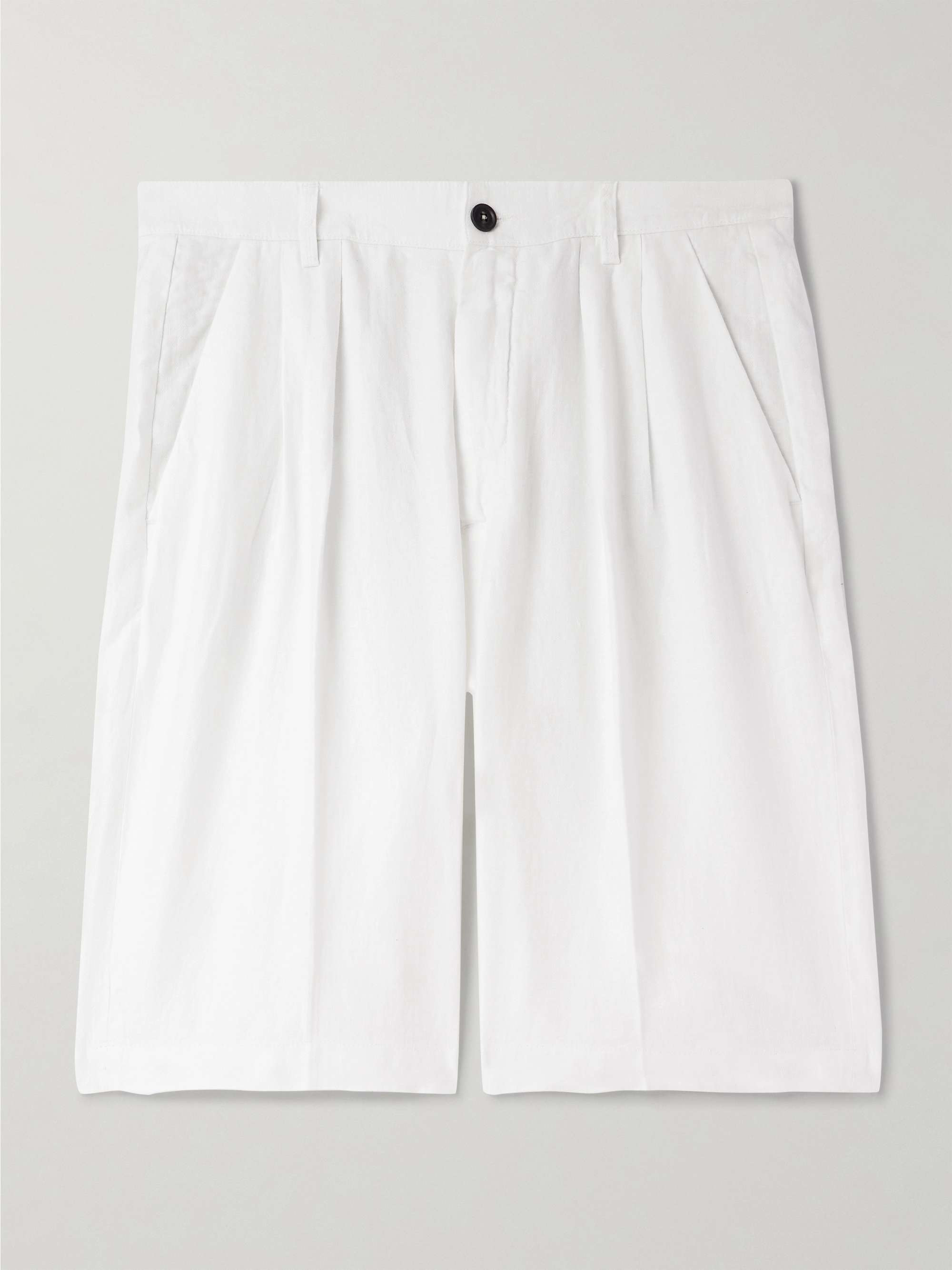 Cliff Straight-Leg Pleated Linen Bermuda Shorts view