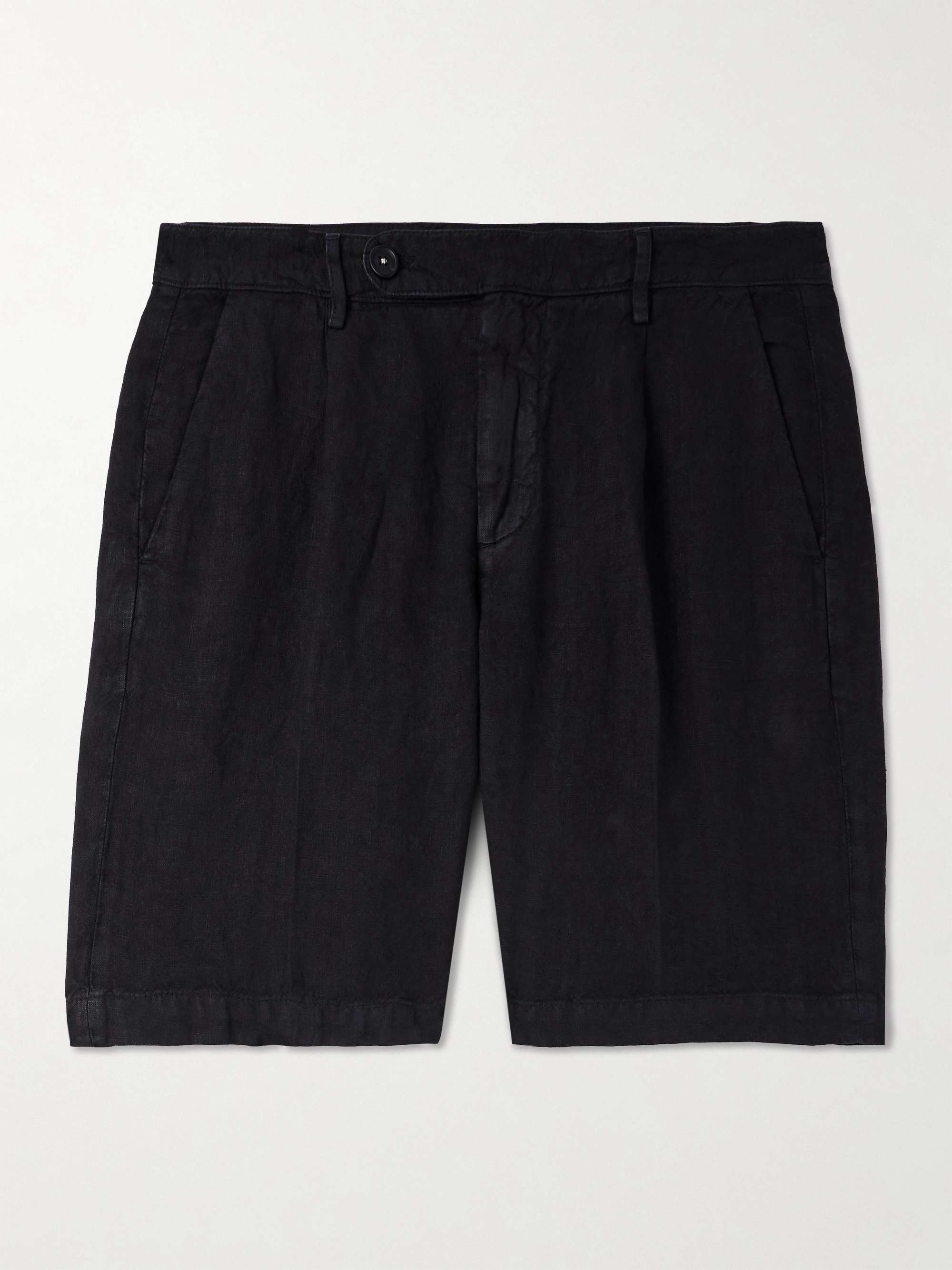 Alaccia Straight-Leg Pleated Linen Shorts view