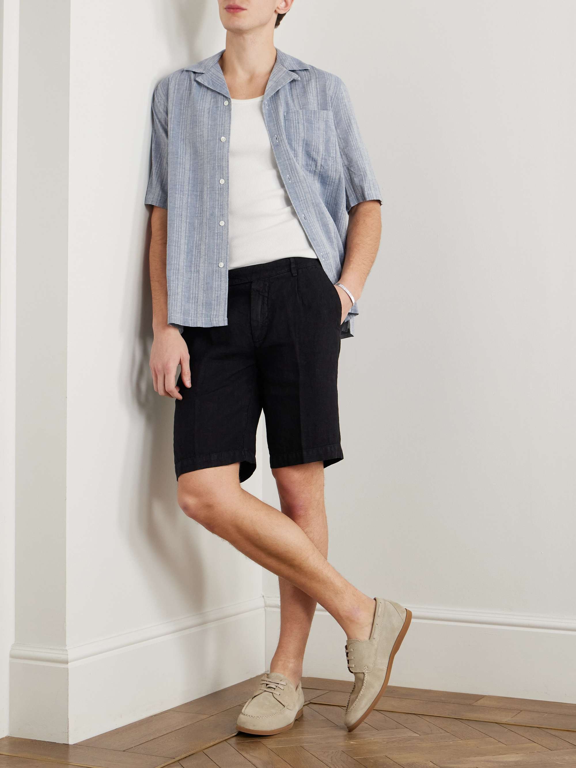 Alaccia Straight-Leg Pleated Linen Shorts view