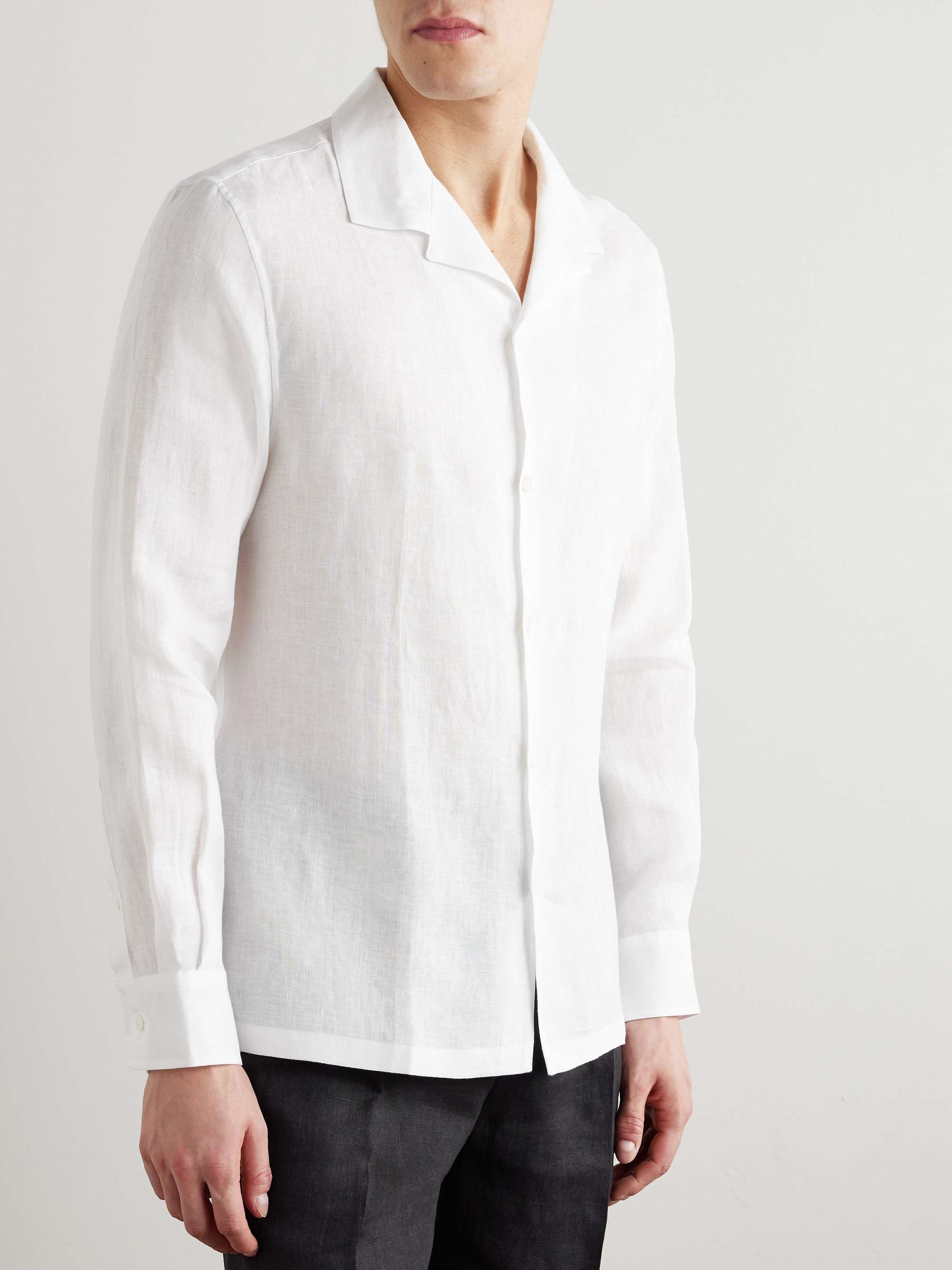 Slim-Fit Camp-Collar Linen Shirt view