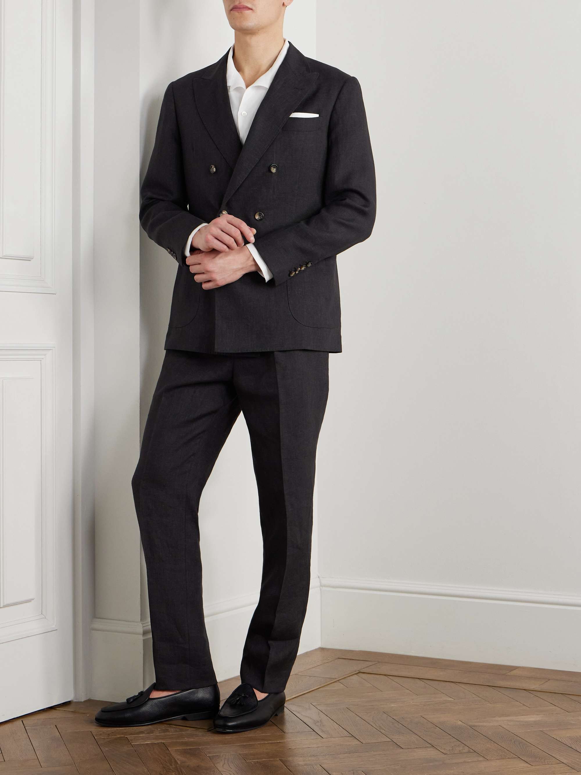 Slim-Fit Camp-Collar Linen Shirt view