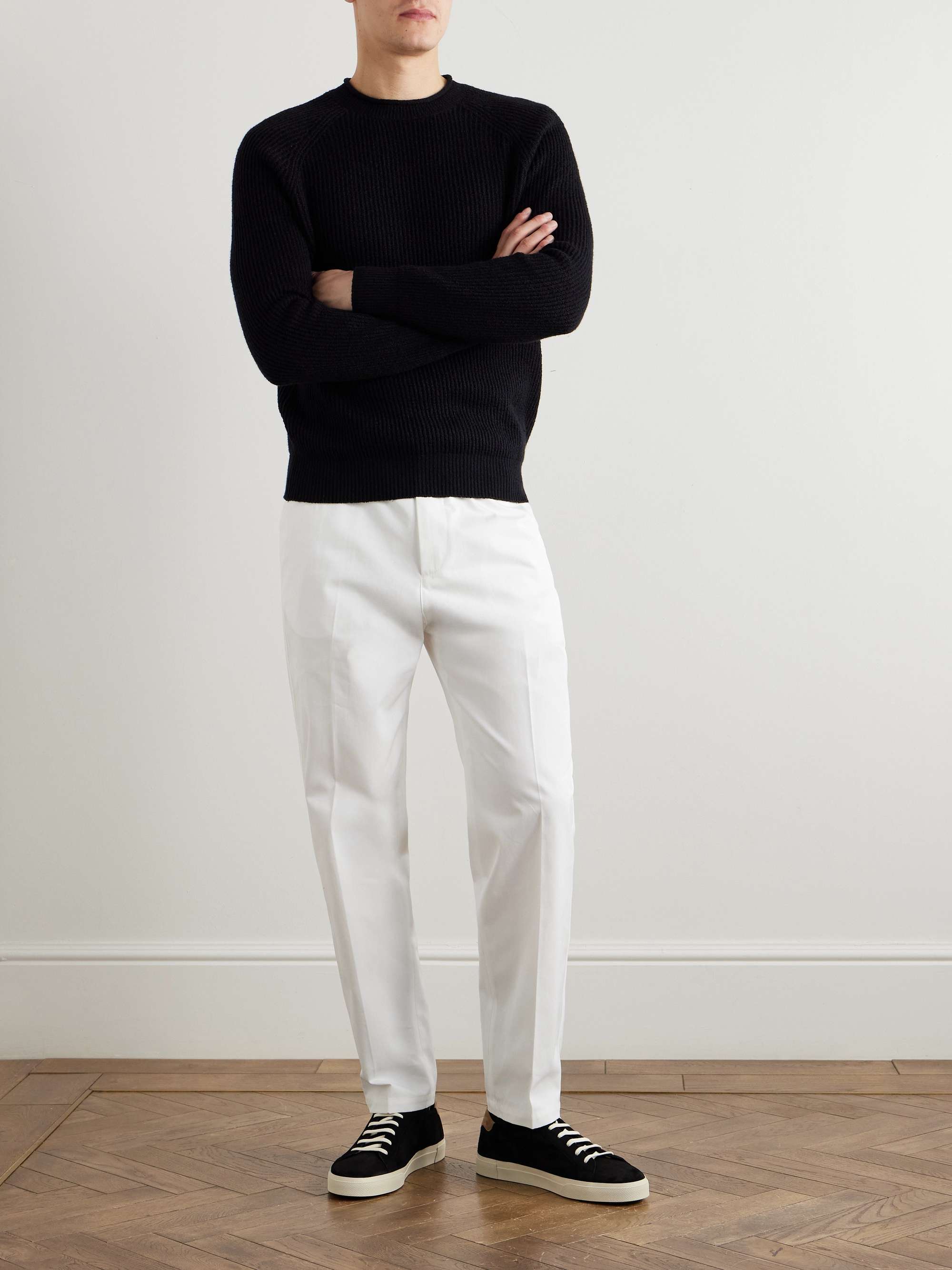 Straight-Leg Pleated Cotton Trousers view