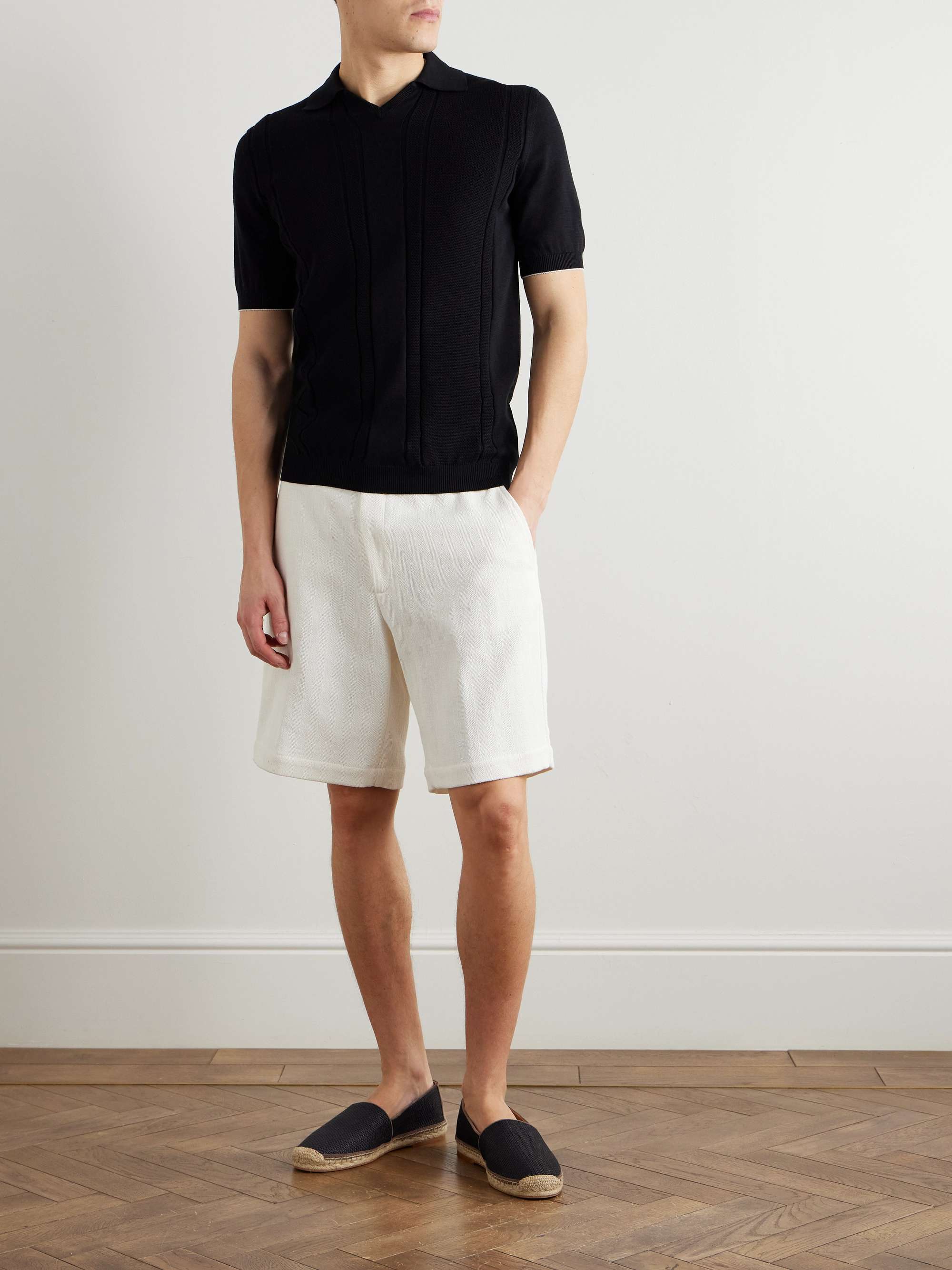 Honeycomb-Knit Cotton Polo Shirt view