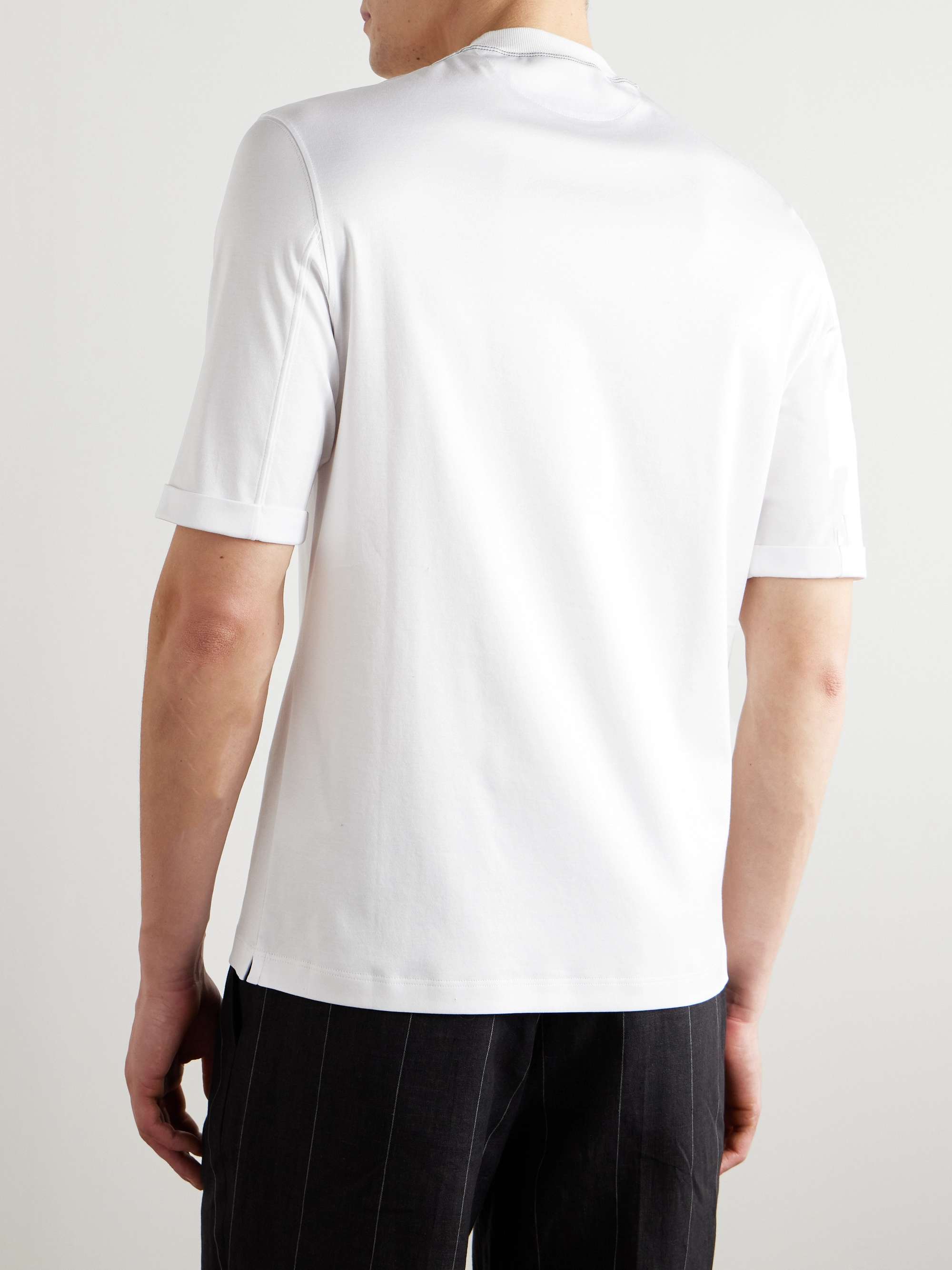 Mock-Neck Cotton-Jersey T-Shirt view
