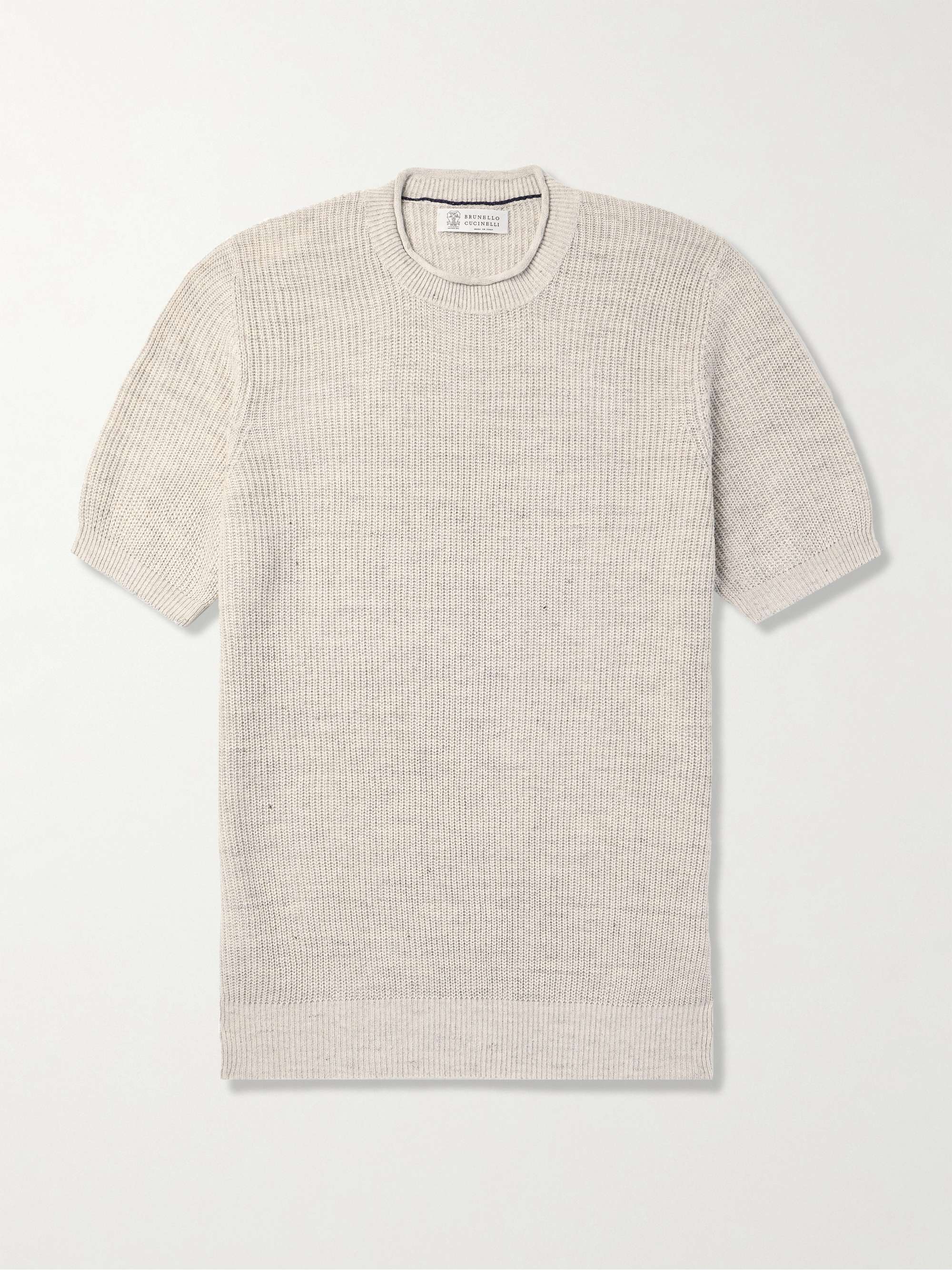 Ribbed Linen and Cotton-Blend T-Shirt view