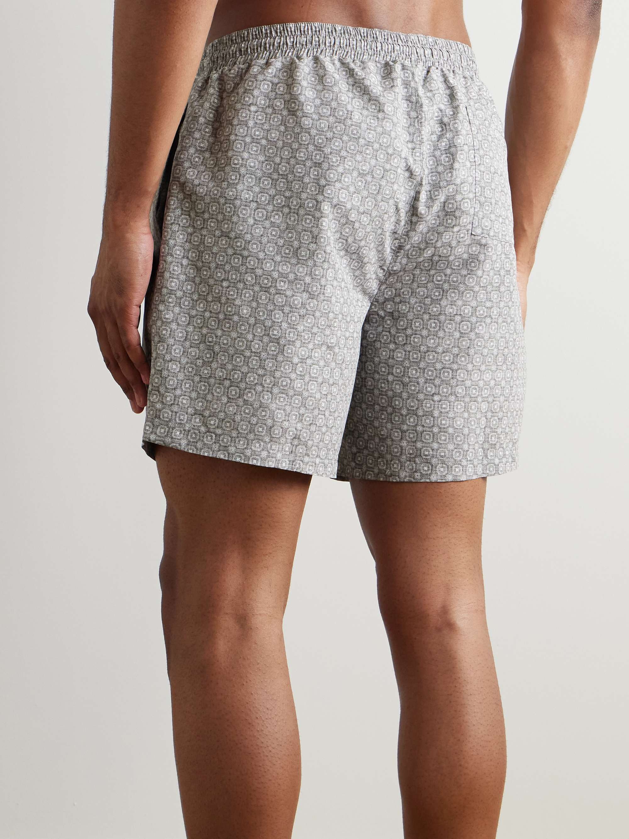 Straight-Leg Mid-Length Logo-Embroidered Printed Swim Shorts view