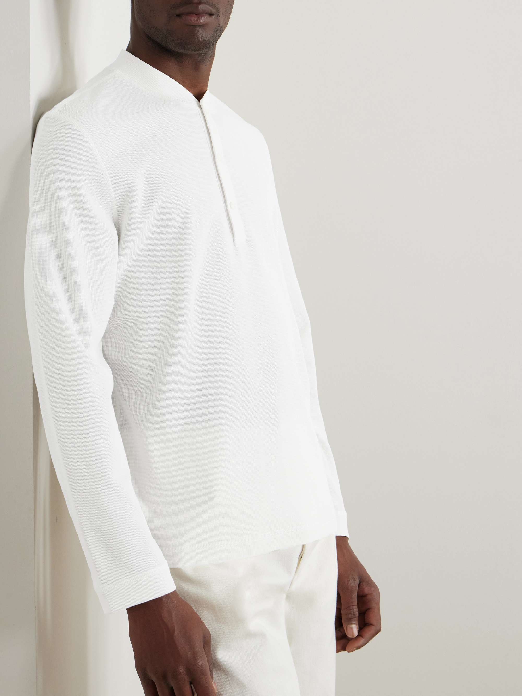 Cotton and Silk-Blend Henley T-Shirt view