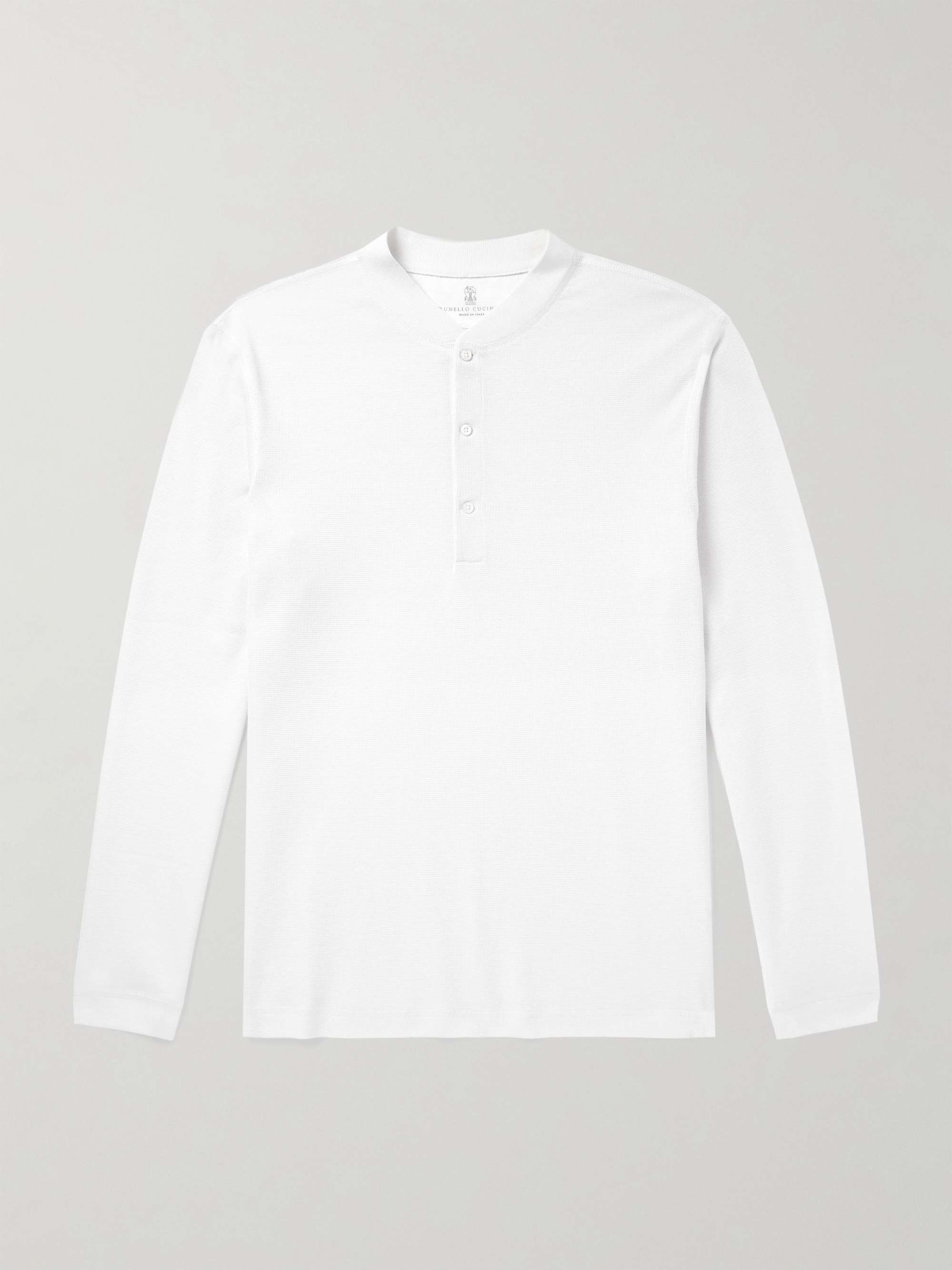 Cotton and Silk-Blend Henley T-Shirt view