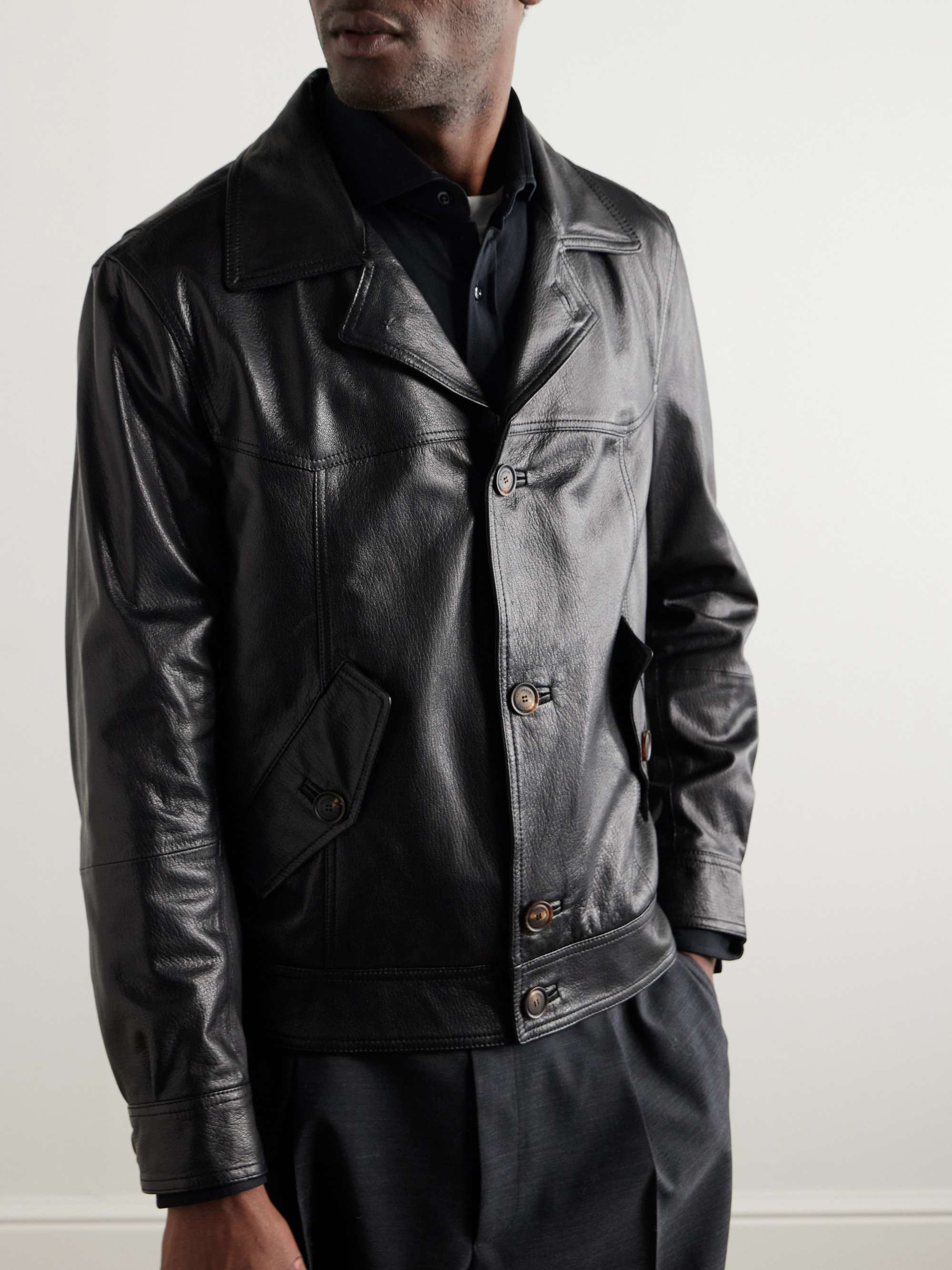 Glossed Full-Grain Leather Jacket view