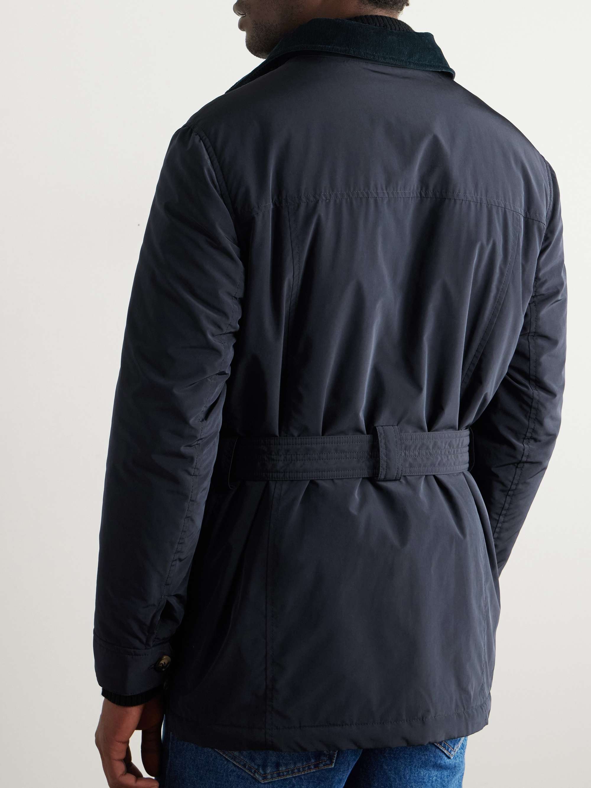Cotton-Corduroy Trimmed Belted Padded Shell Jacket view