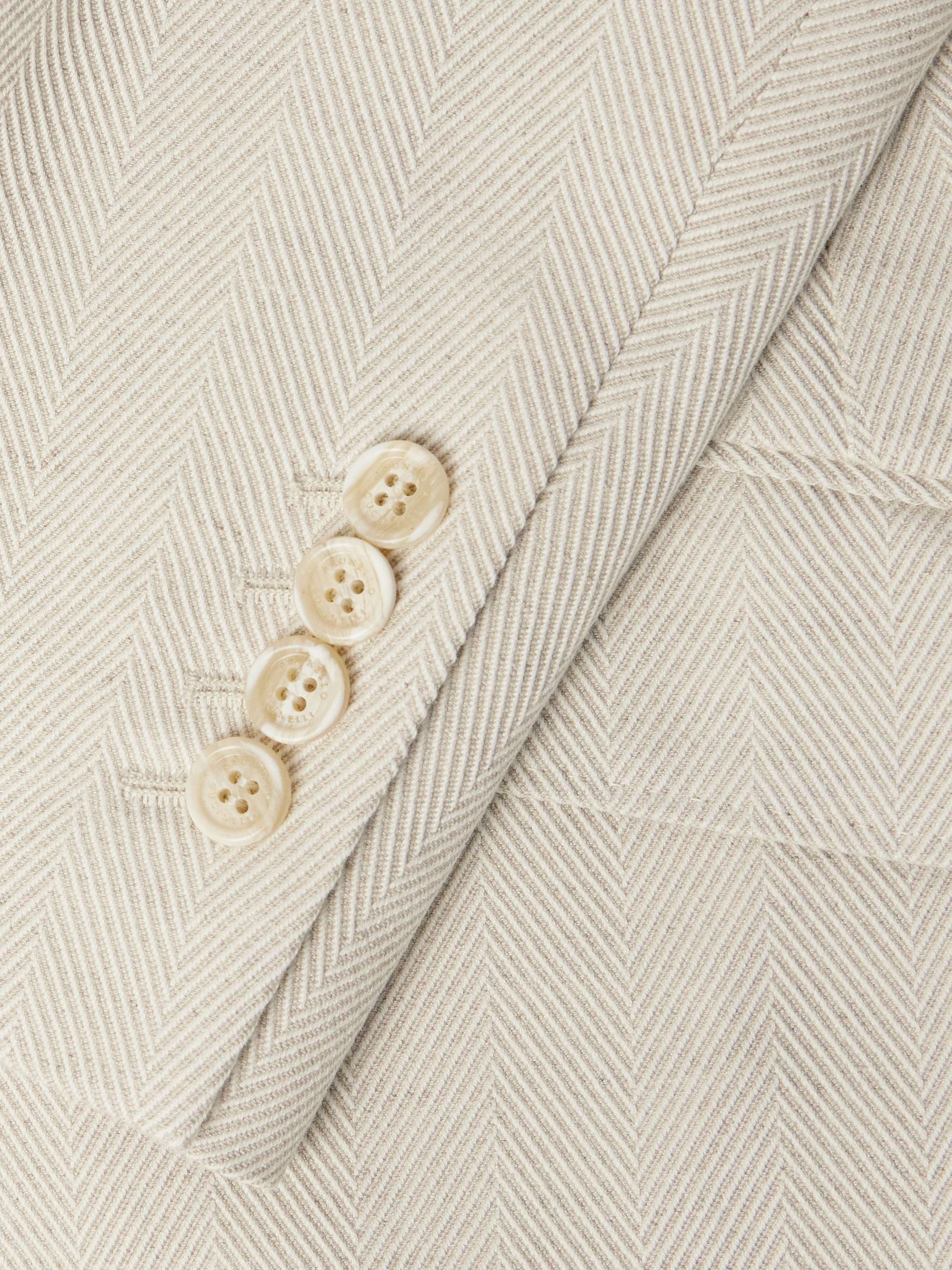 Herringbone Cotton and Linen-Blend Blazer view