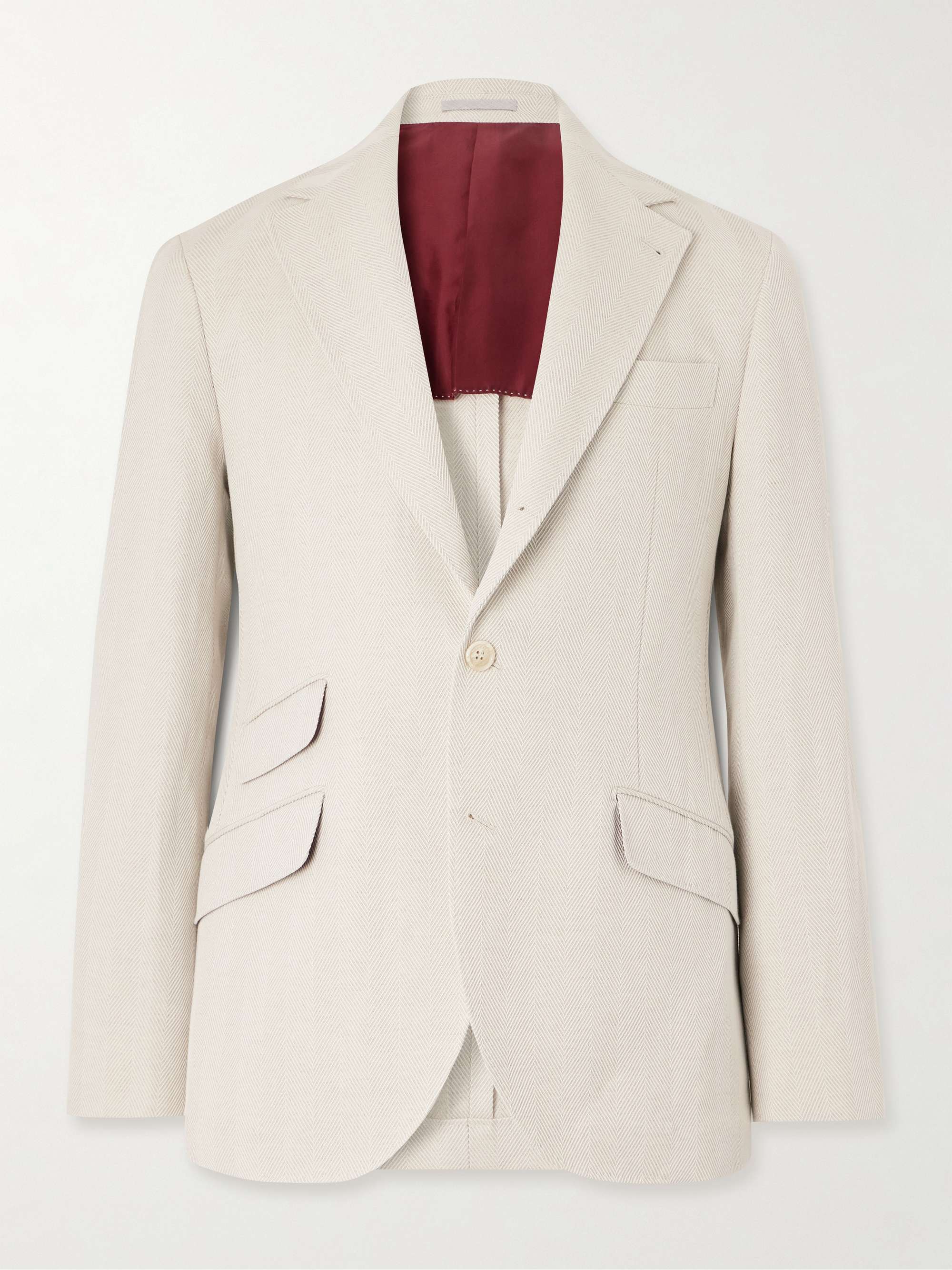 Herringbone Cotton and Linen-Blend Blazer view