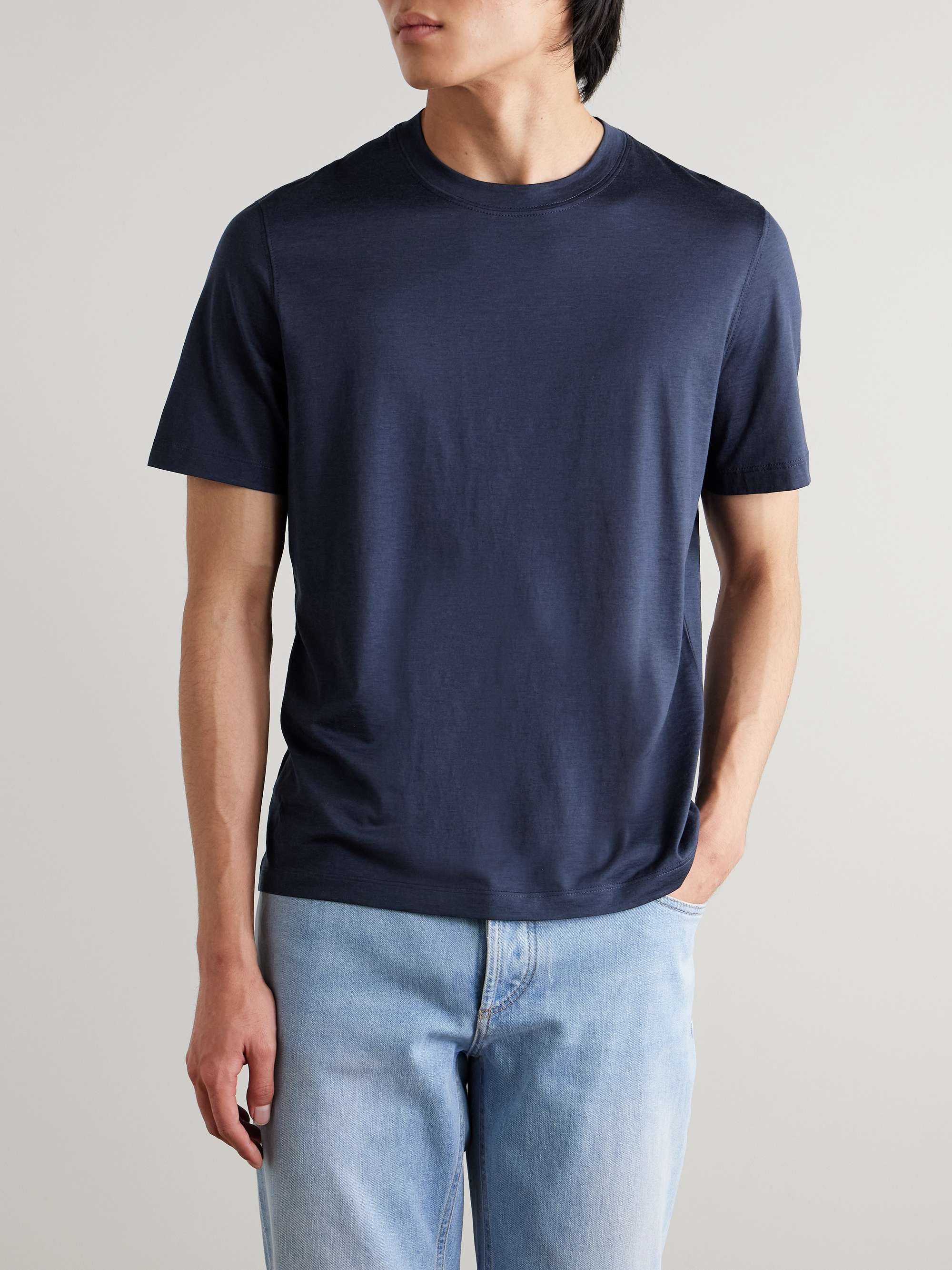 Silk and Cotton-Blend Jersey T-Shirt view