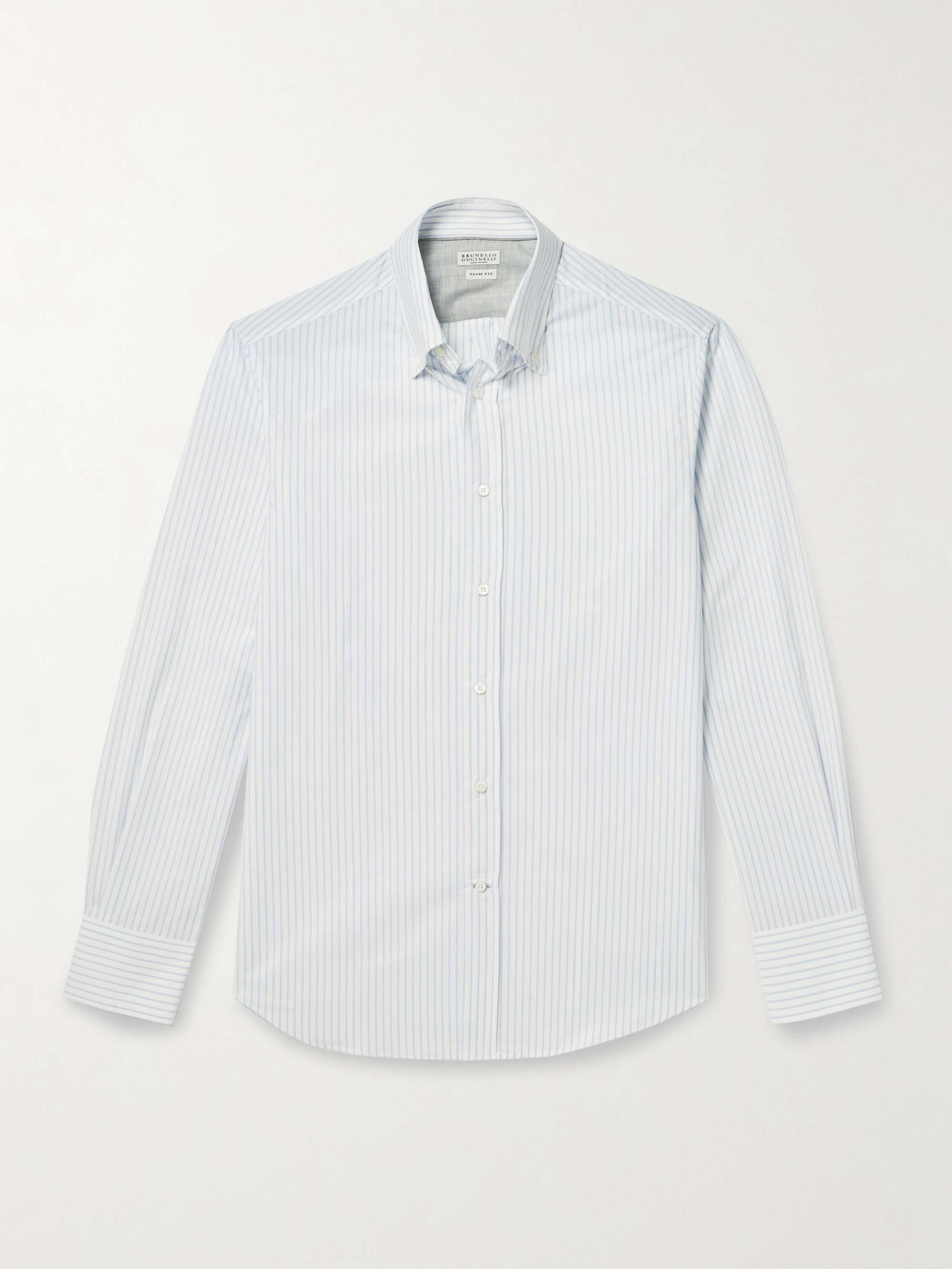 Button-Down Collar Striped Cotton Shirt view