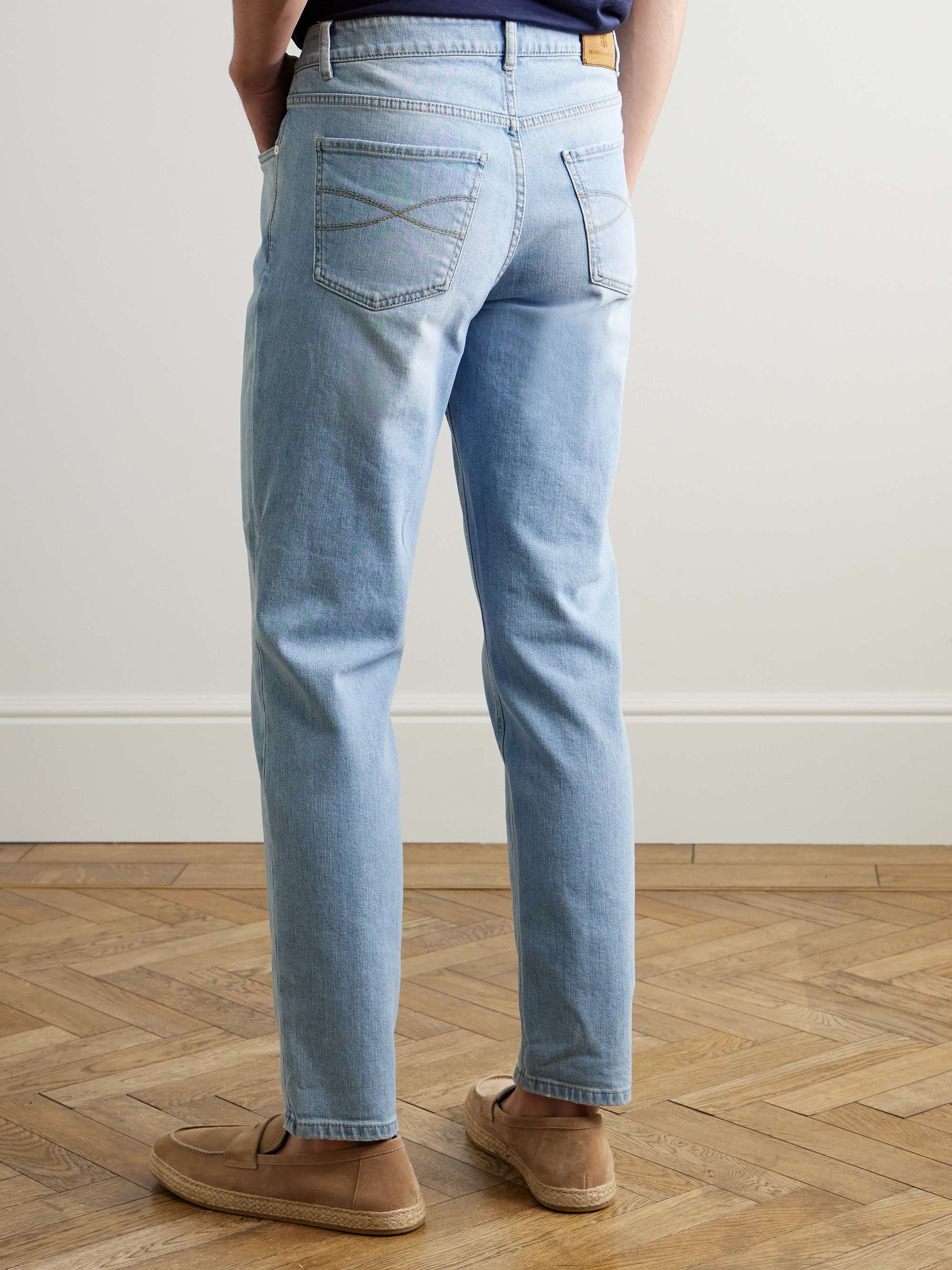 Slim-Fit Straight-Leg Logo-Embroidered Jeans view