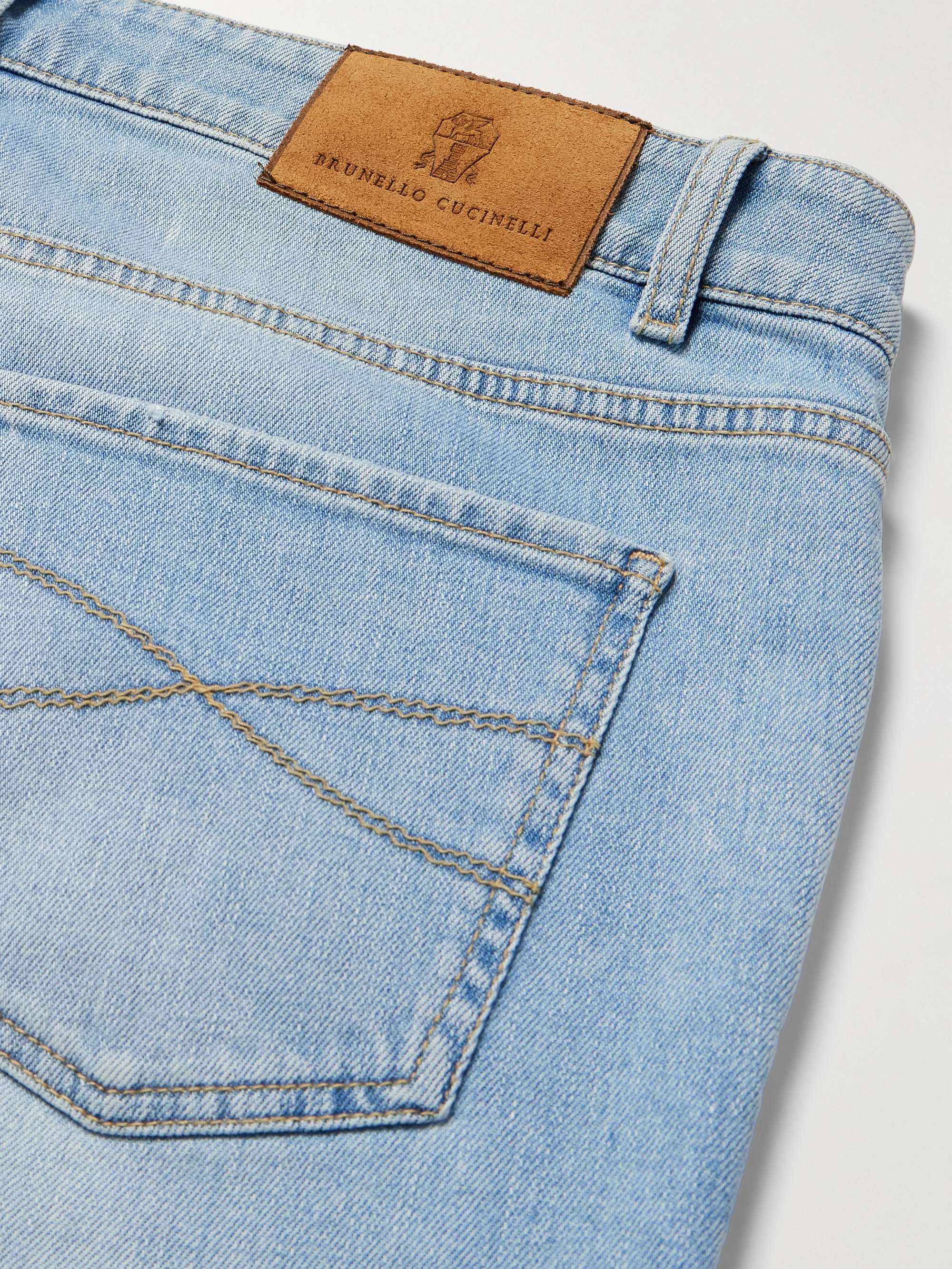 Slim-Fit Straight-Leg Logo-Embroidered Jeans view