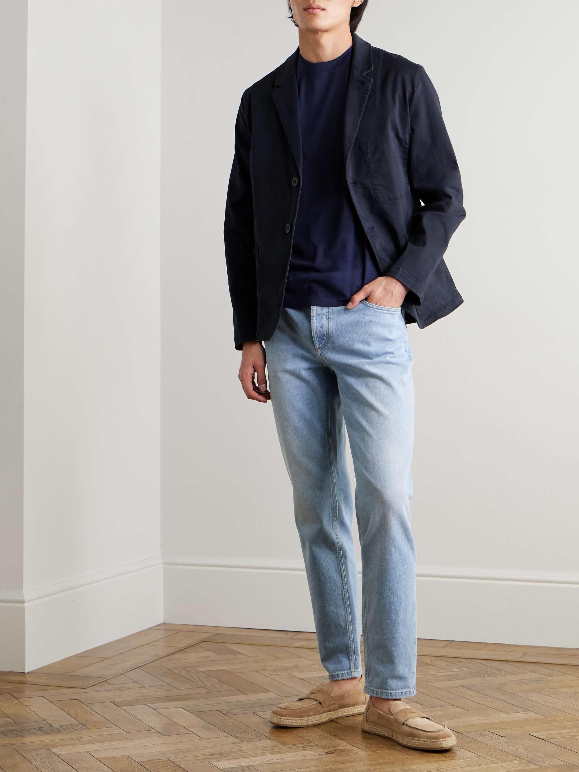 Slim-Fit Straight-Leg Logo-Embroidered Jeans view