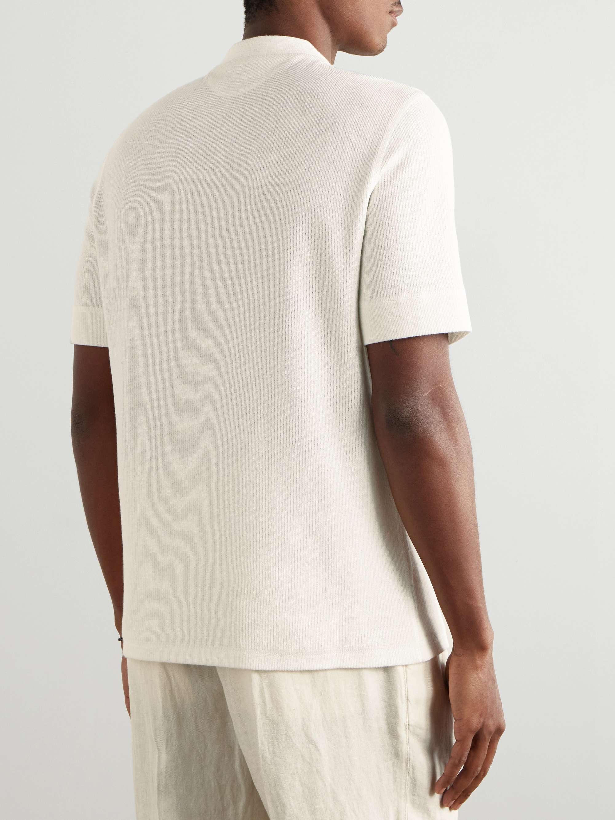 Ribbed Cotton and Linen-Blend Henley T-Shirt view