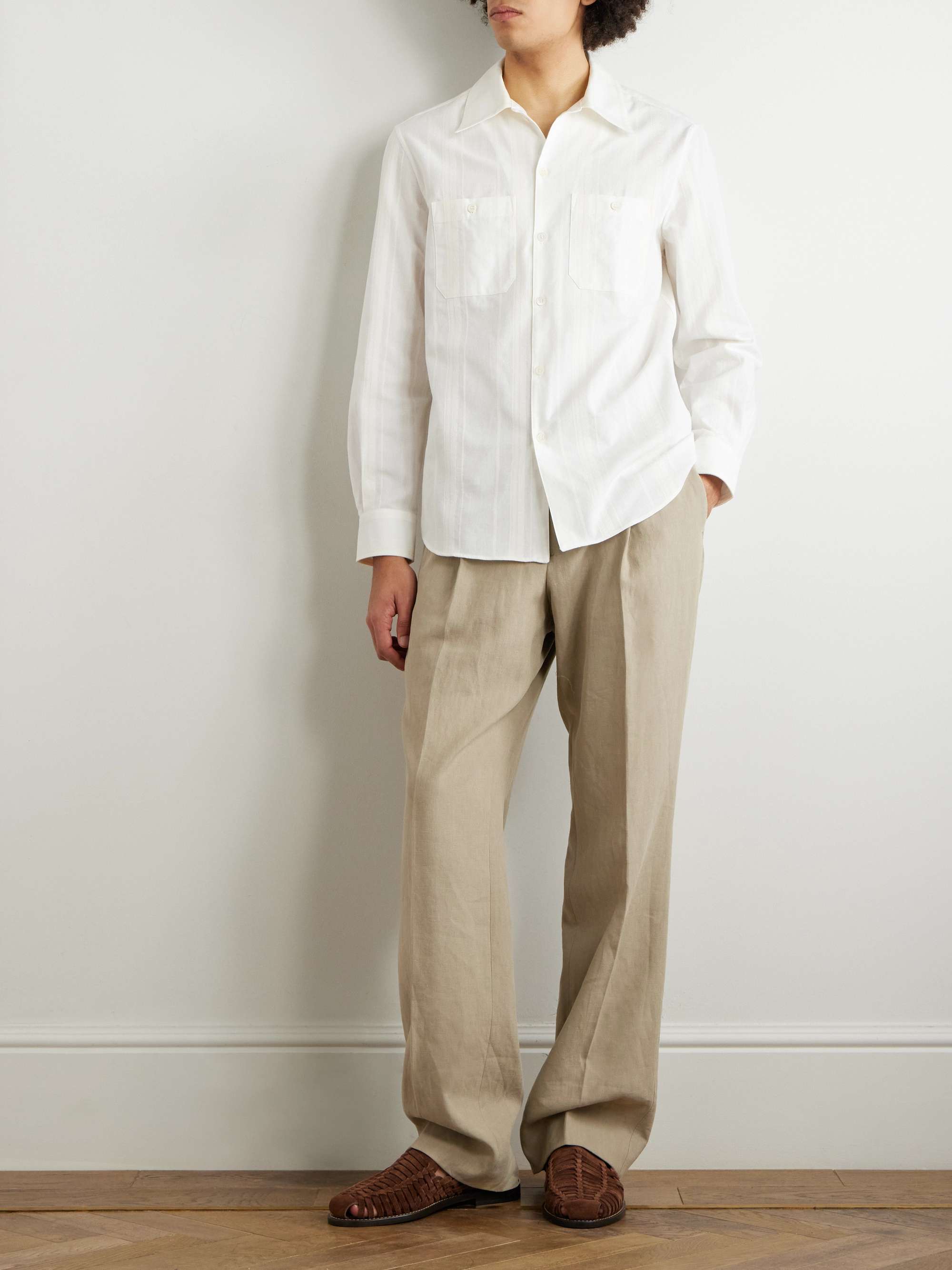 Striped Embroidered Cotton Shirt view
