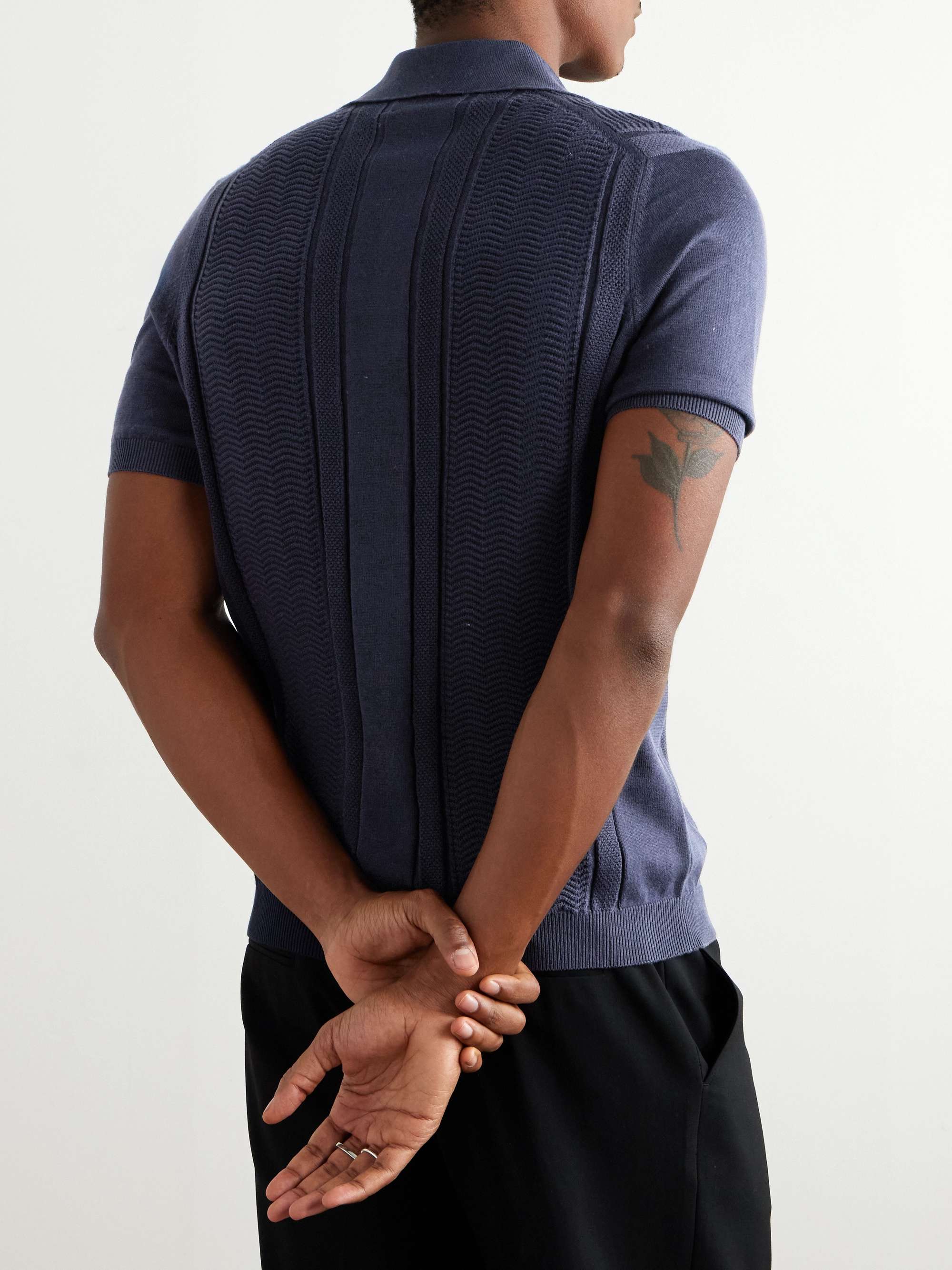 Textured-Knit Cotton Polo Shirt view