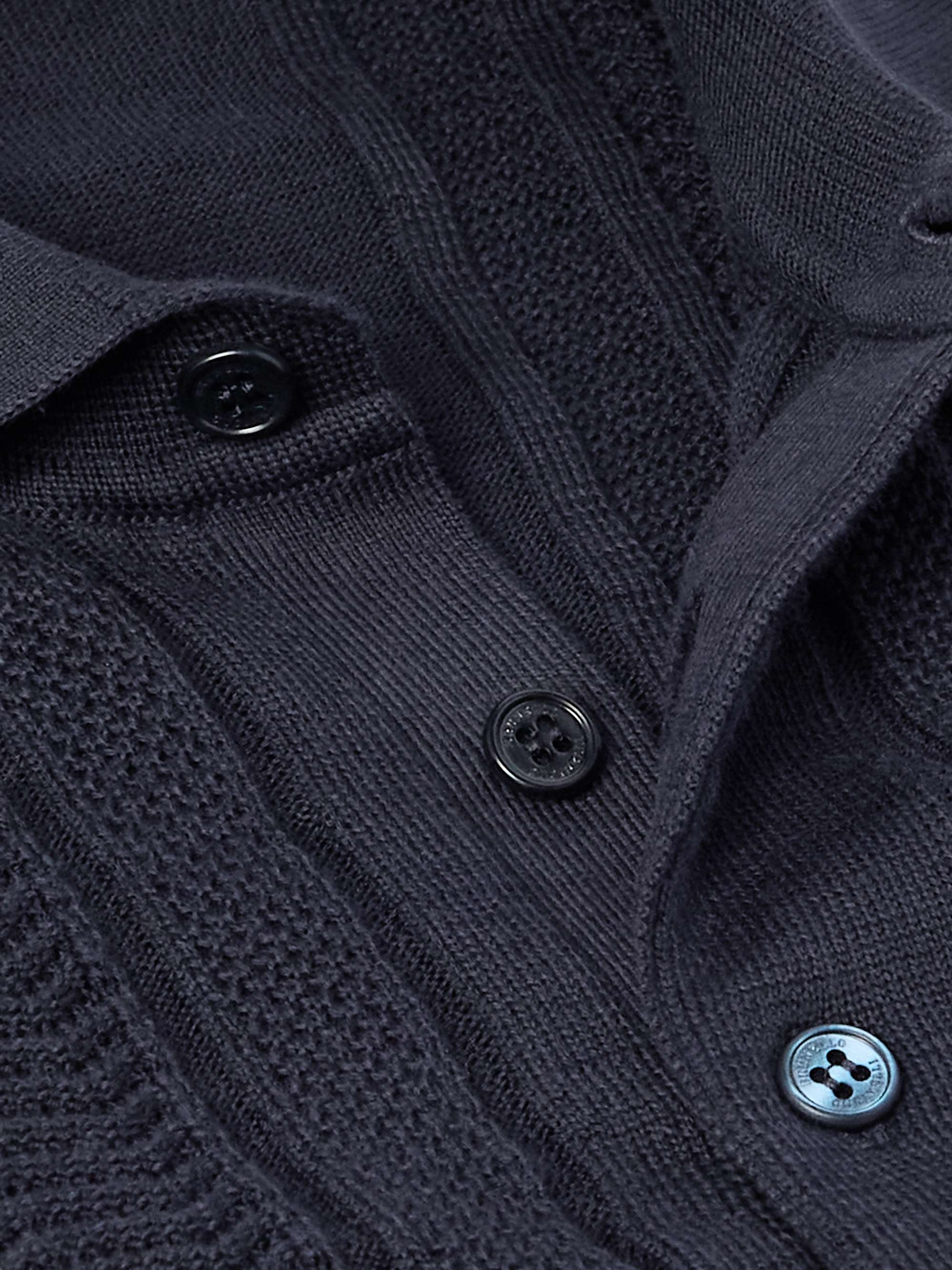 Textured-Knit Cotton Polo Shirt view