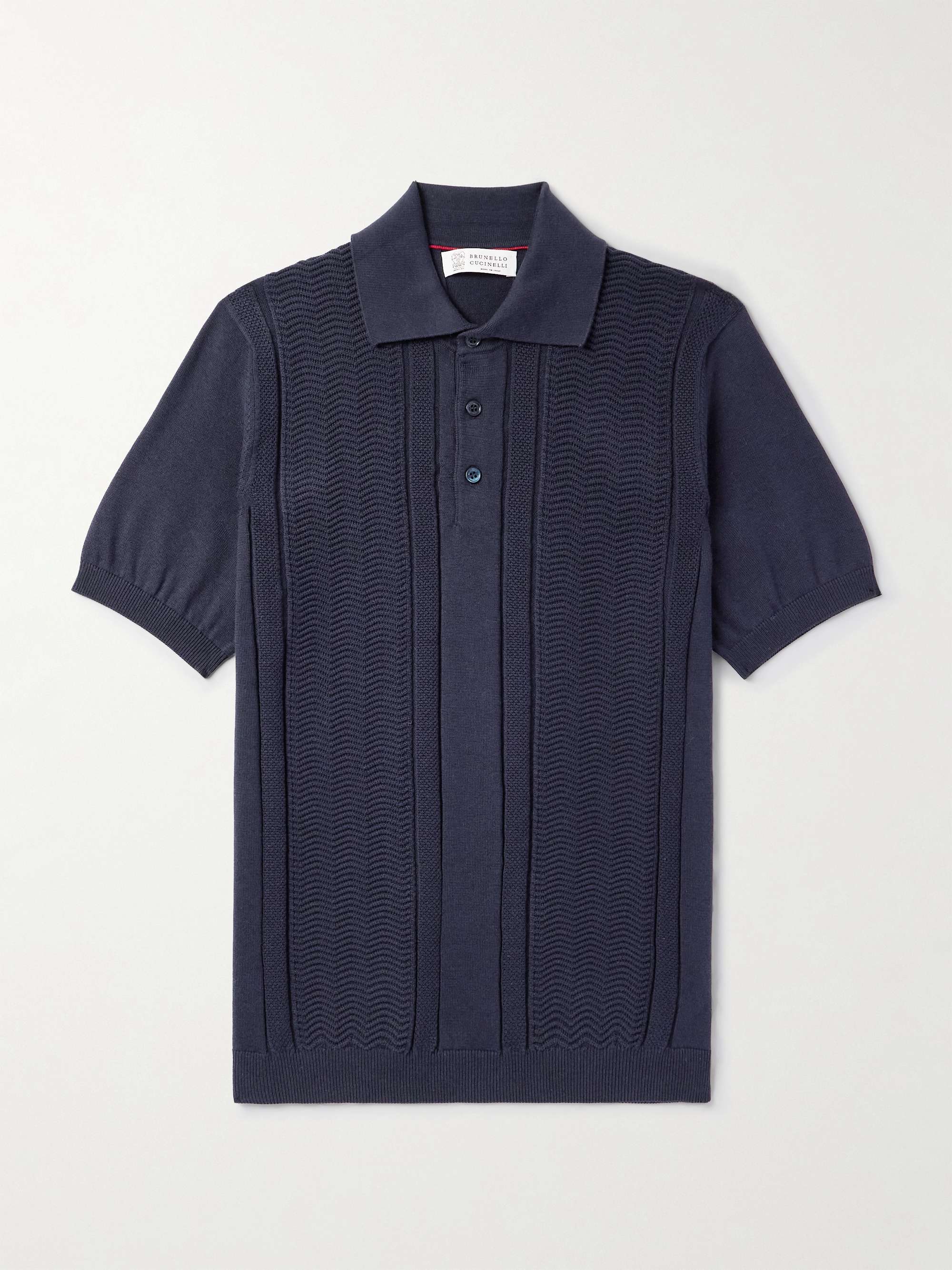 Textured-Knit Cotton Polo Shirt view