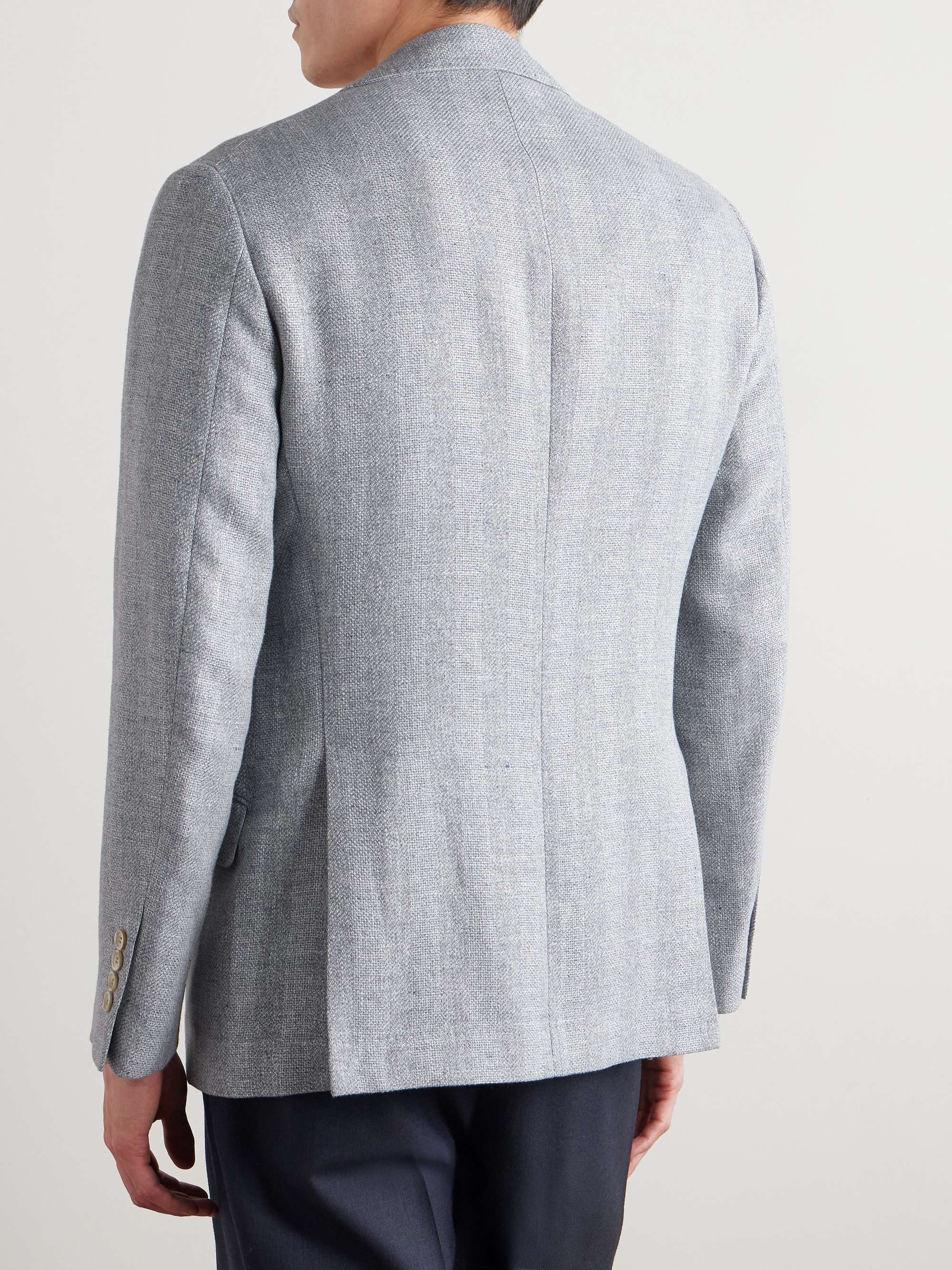 Striped Basketweave Linen, Silk, Wool and Cotton-Blend Suit Jacket view