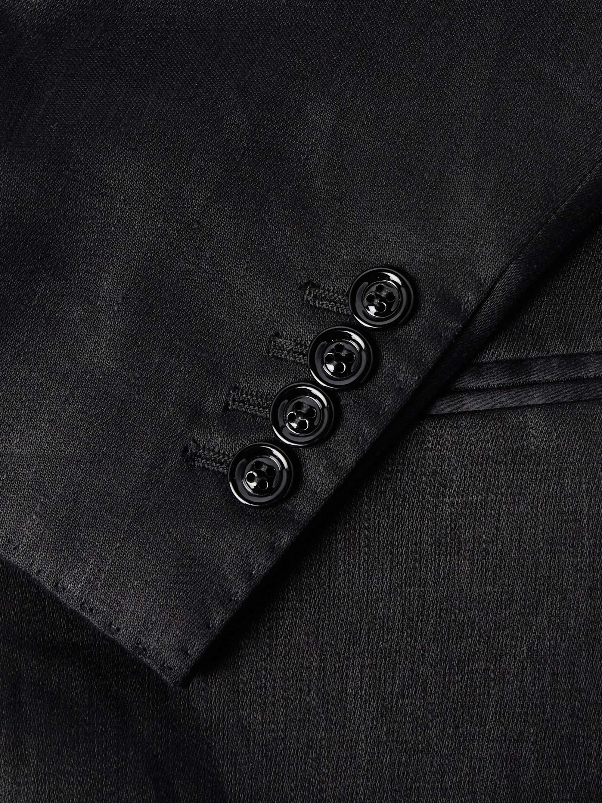 Satin-Trimmed Linen Tuxedo Jacket view