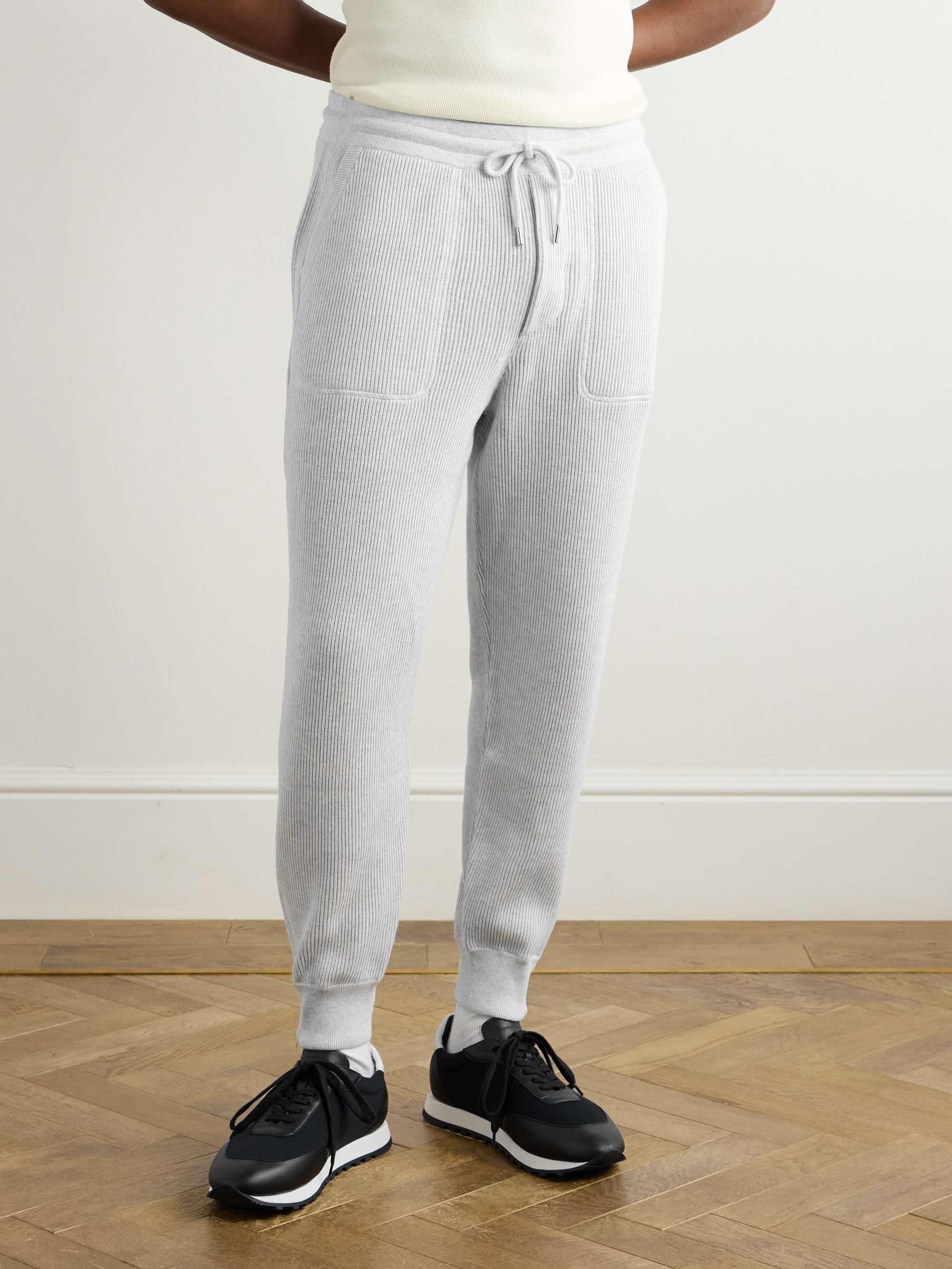 Tapered Ribbed Cotton Sweatpants view