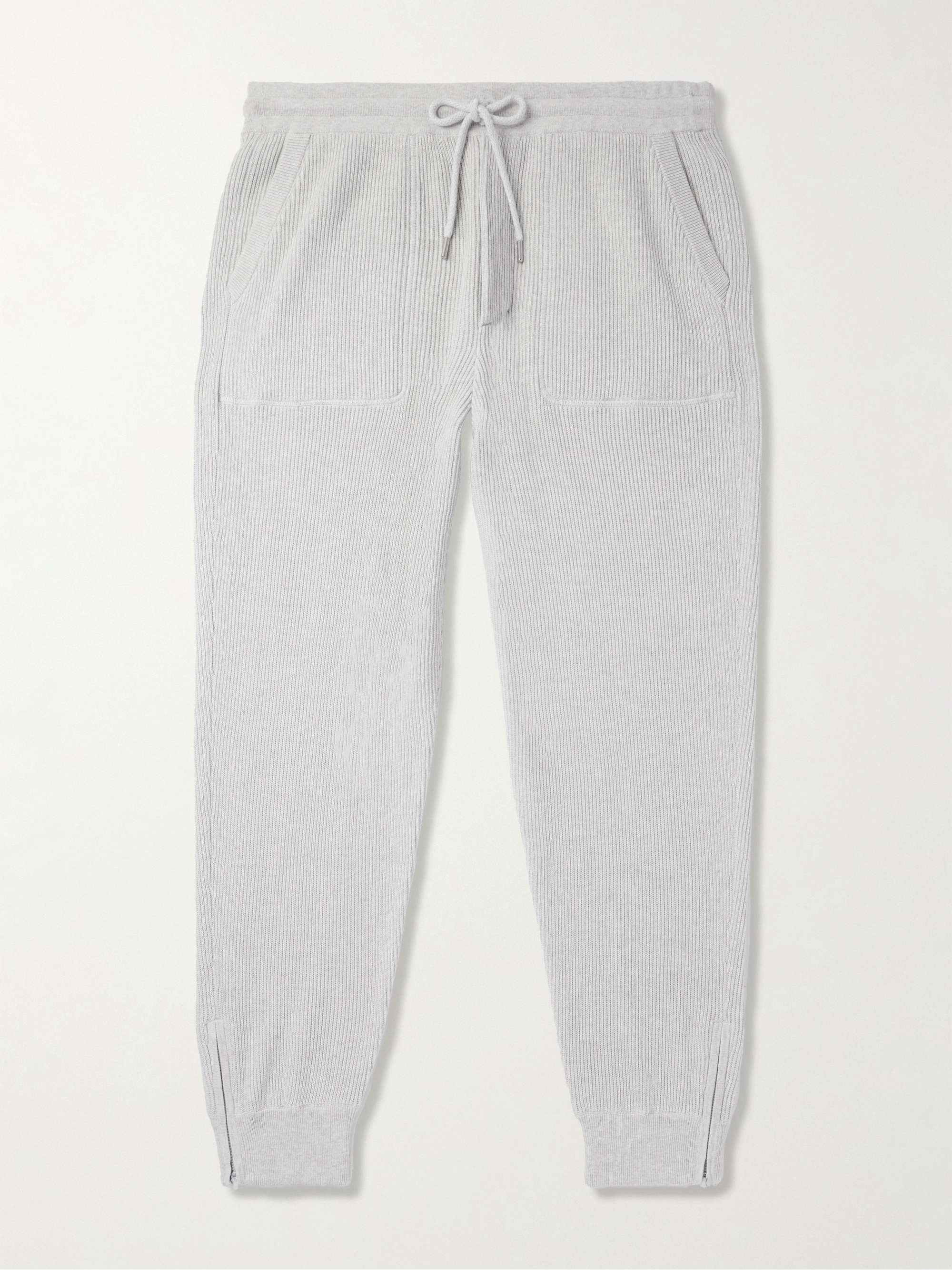 Tapered Ribbed Cotton Sweatpants view