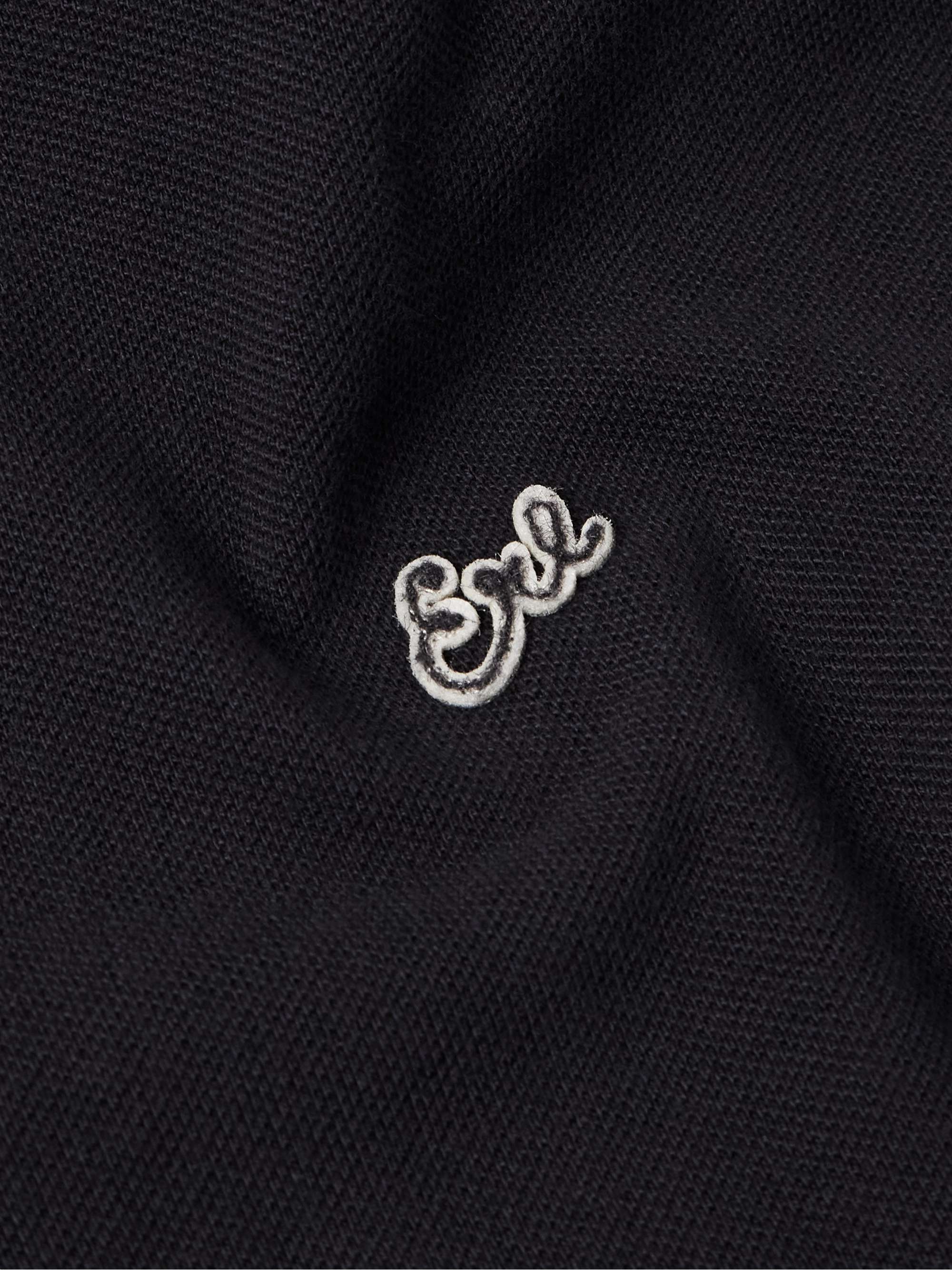 Layered Striped Jersey-Trimmed Cotton-Piqué Polo Shirt view