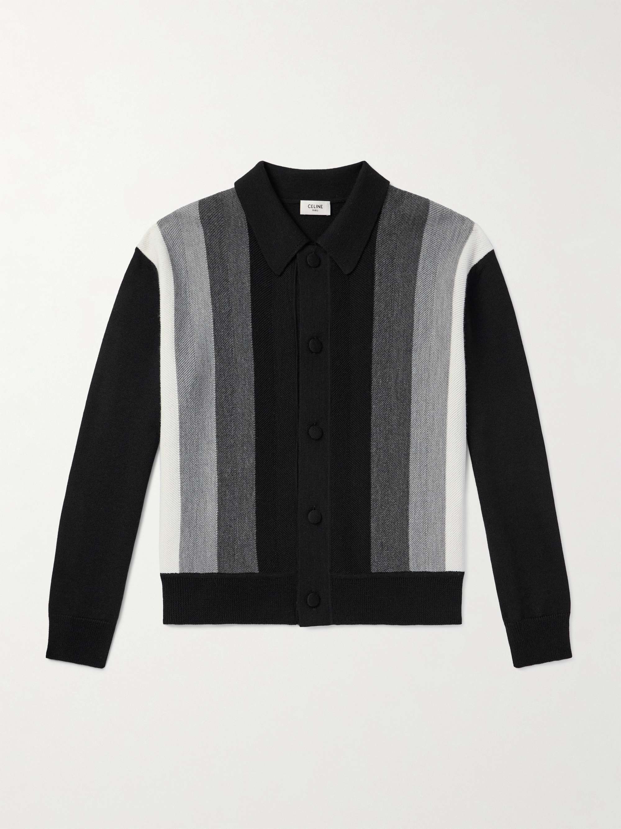 Slim-Fit Striped Wool Cardigan view