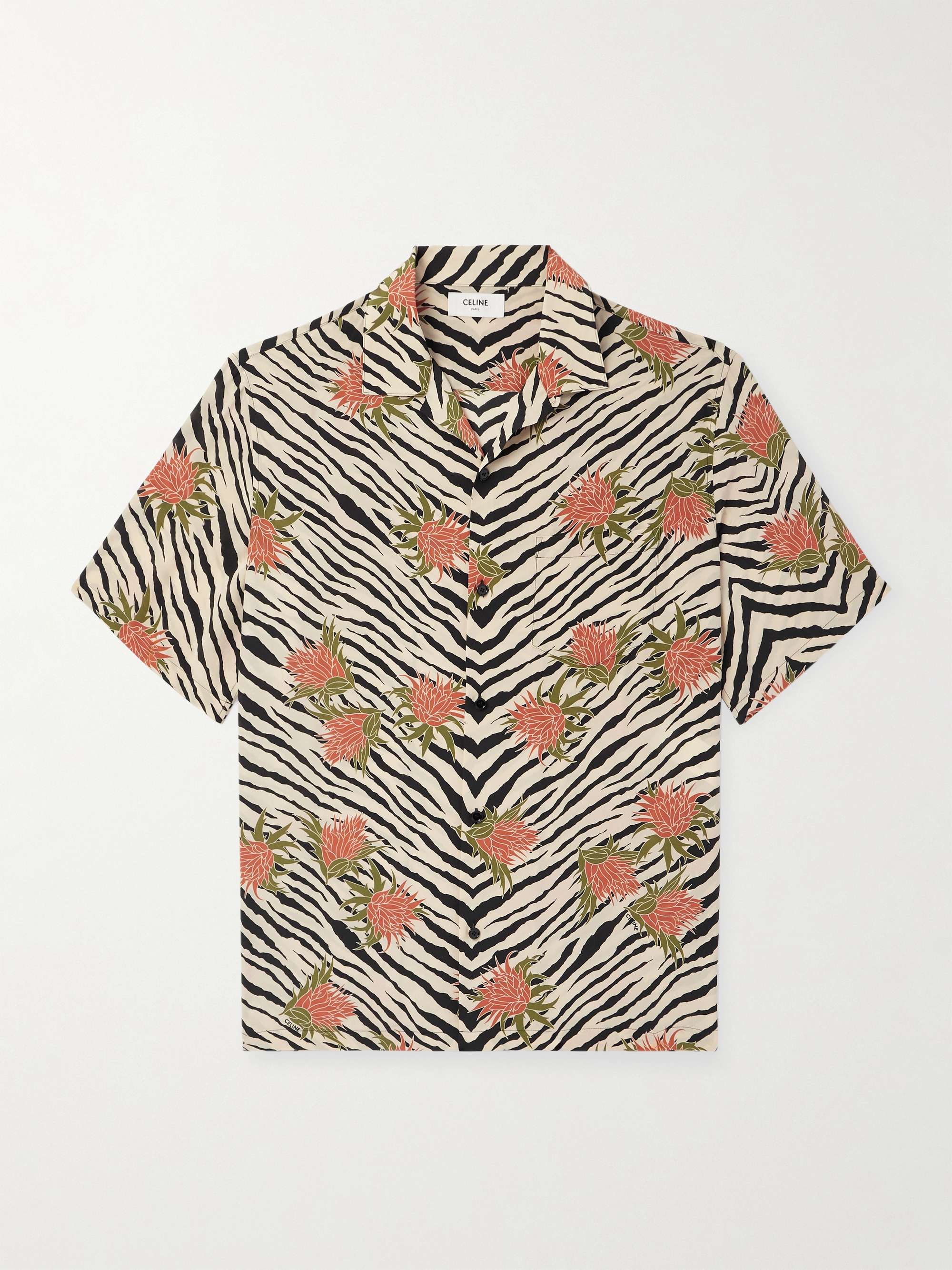 Camp-Collar Printed Silk Crepe de Chine Shirt view