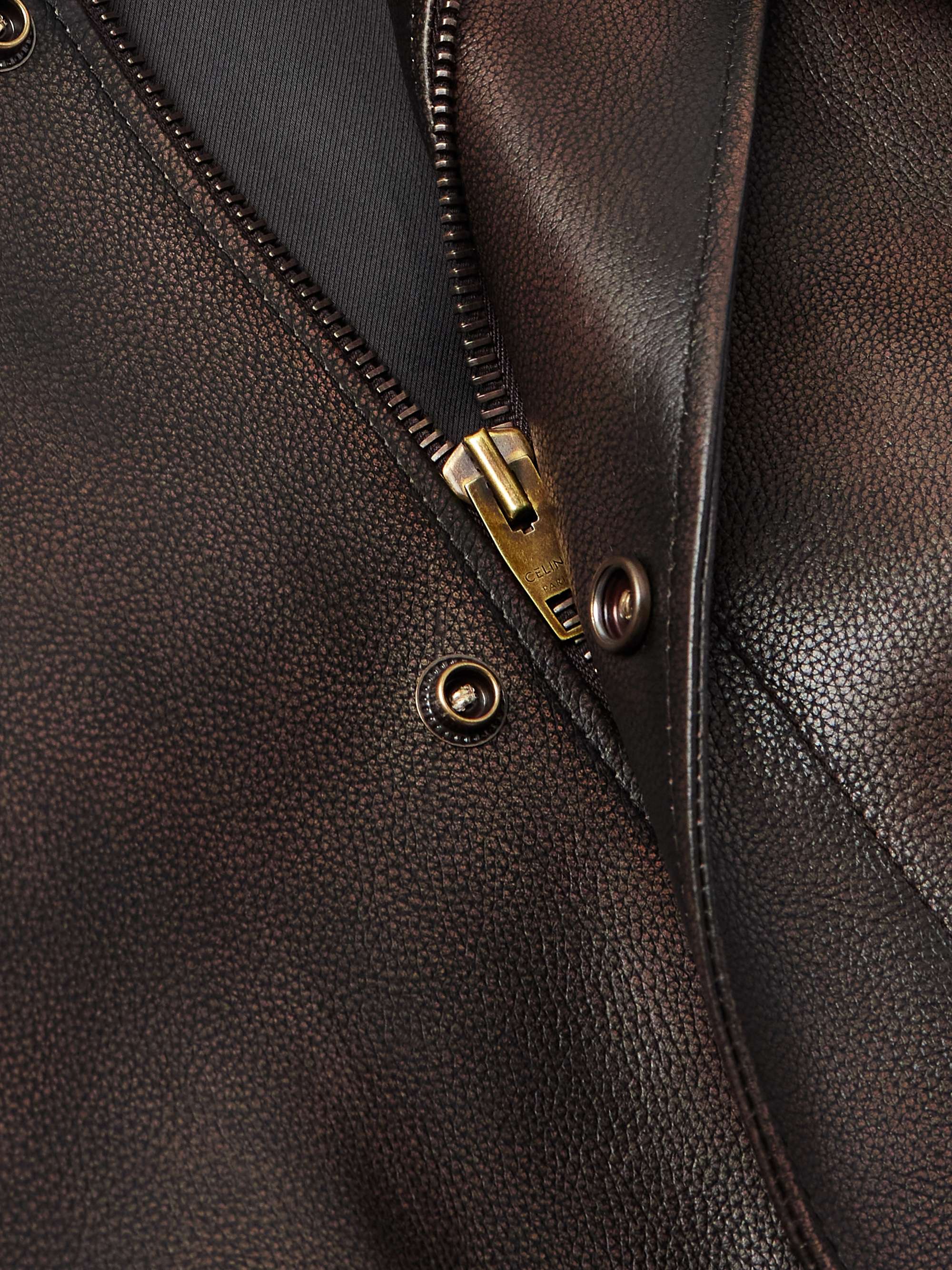 Teddy Full-Grain Leather Bomber Jacket view