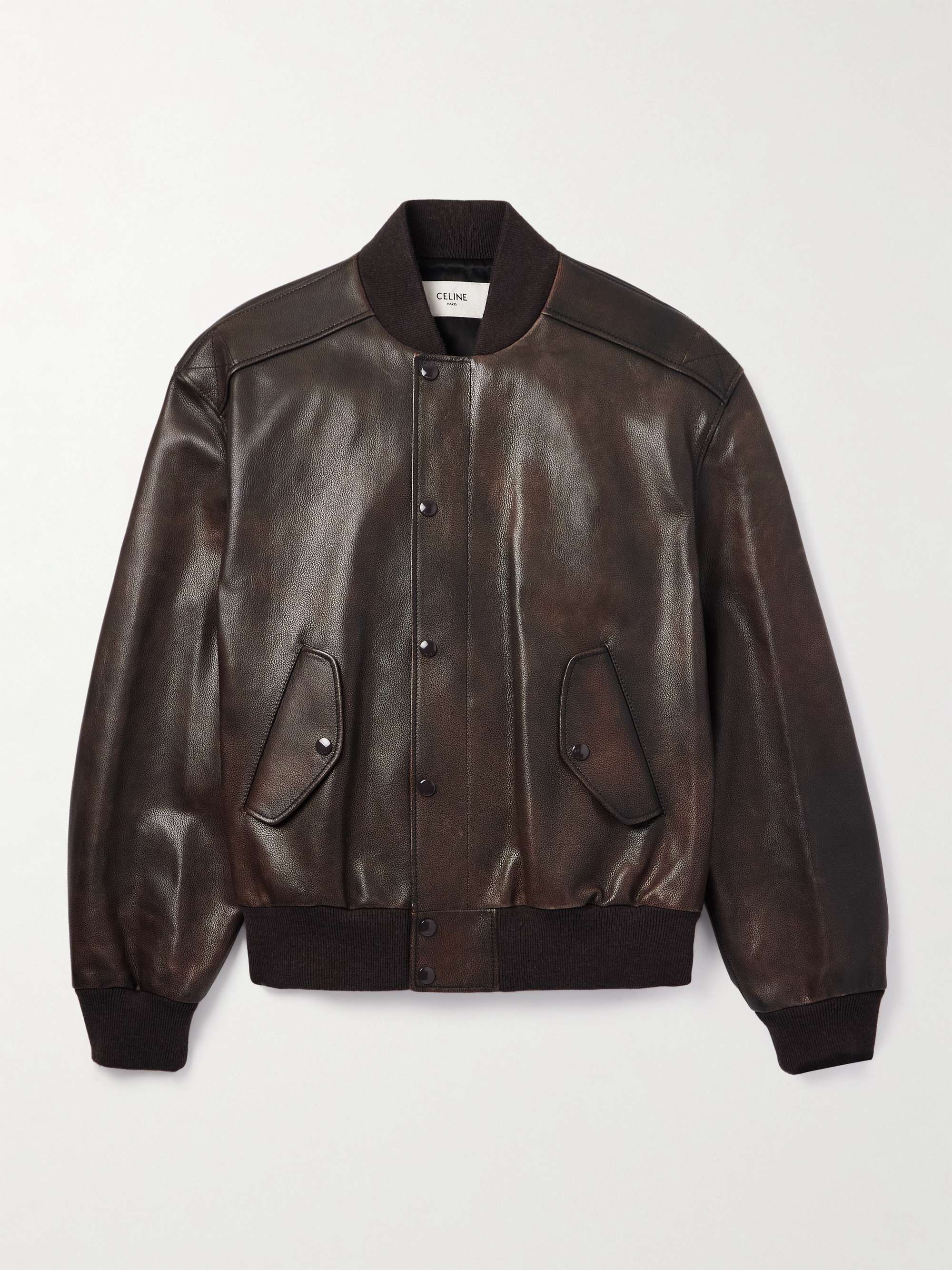 Teddy Full-Grain Leather Bomber Jacket view