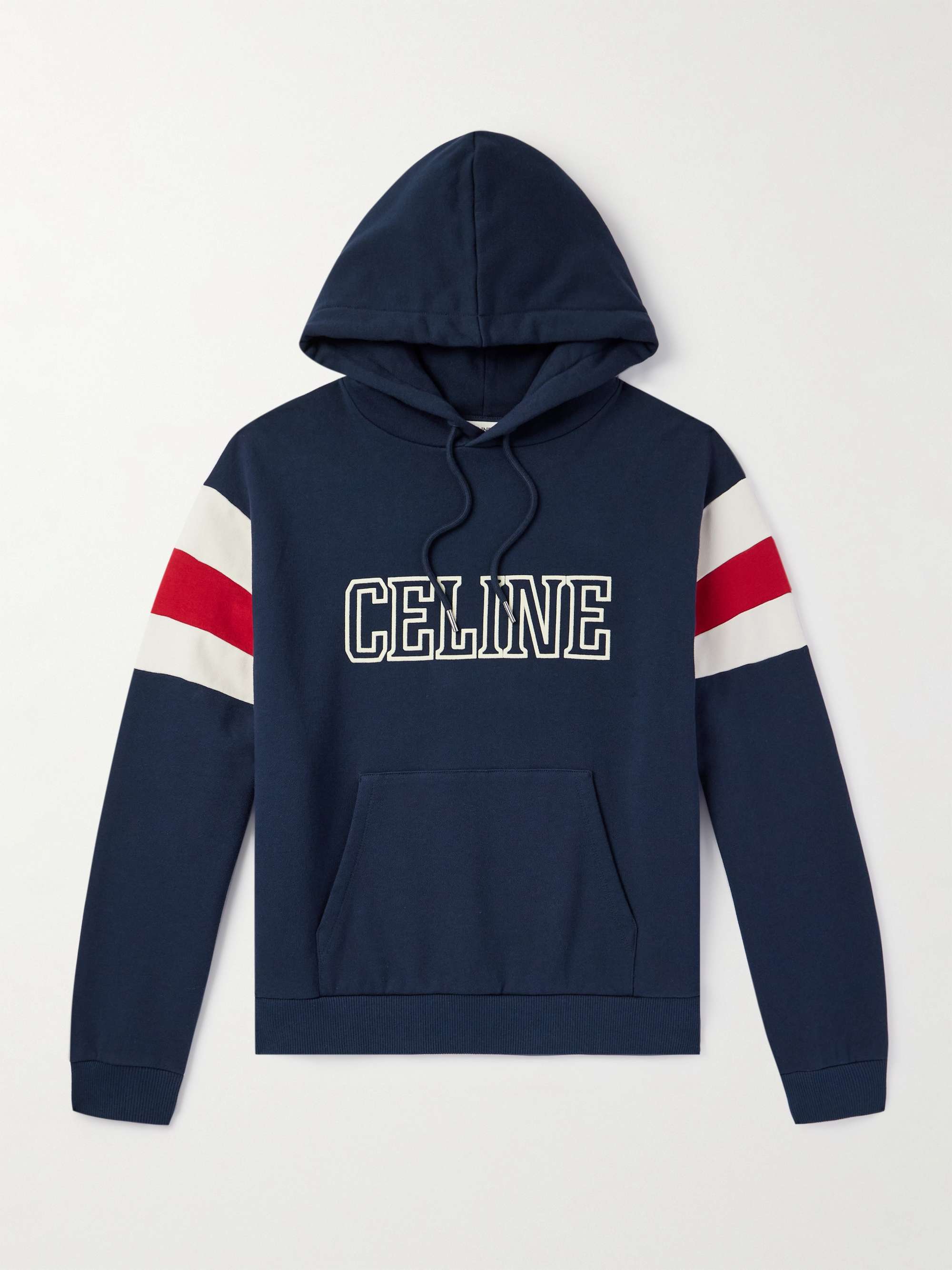 Logo-Flocked Striped Cotton-Jersey Hoodie view