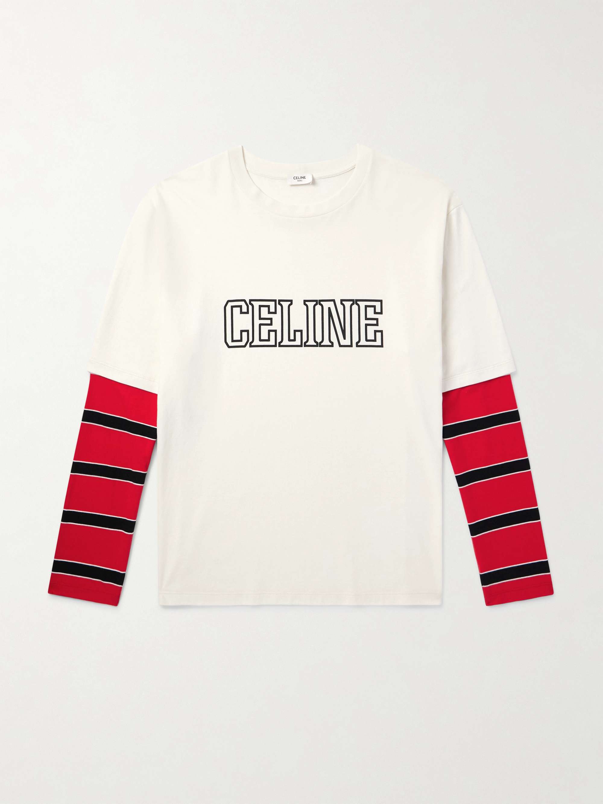 Logo-Print Layered Striped Cotton-Jersey T-Shirt view