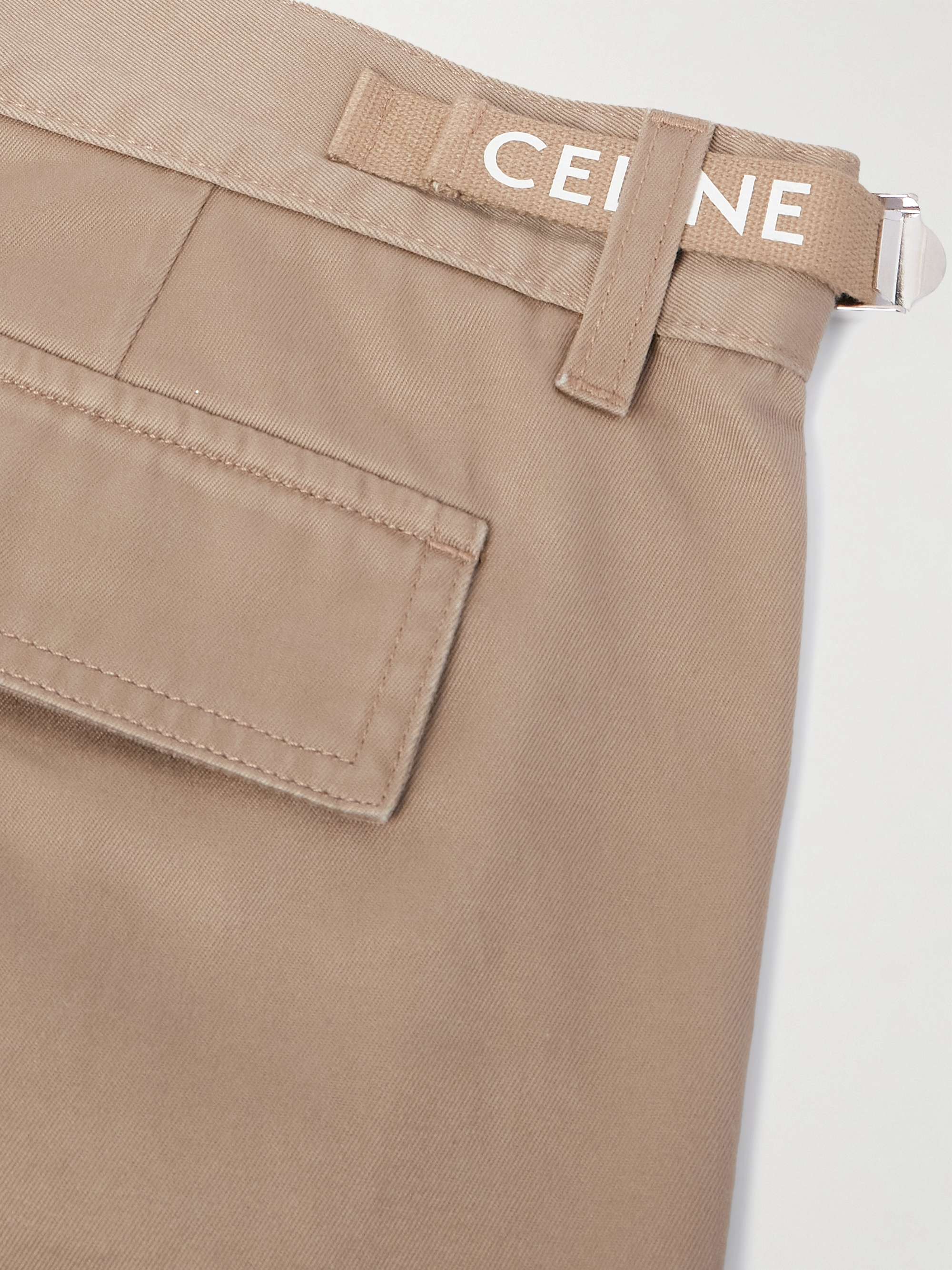 Straight-Leg Distressed Cotton-Twill Cargo Shorts view
