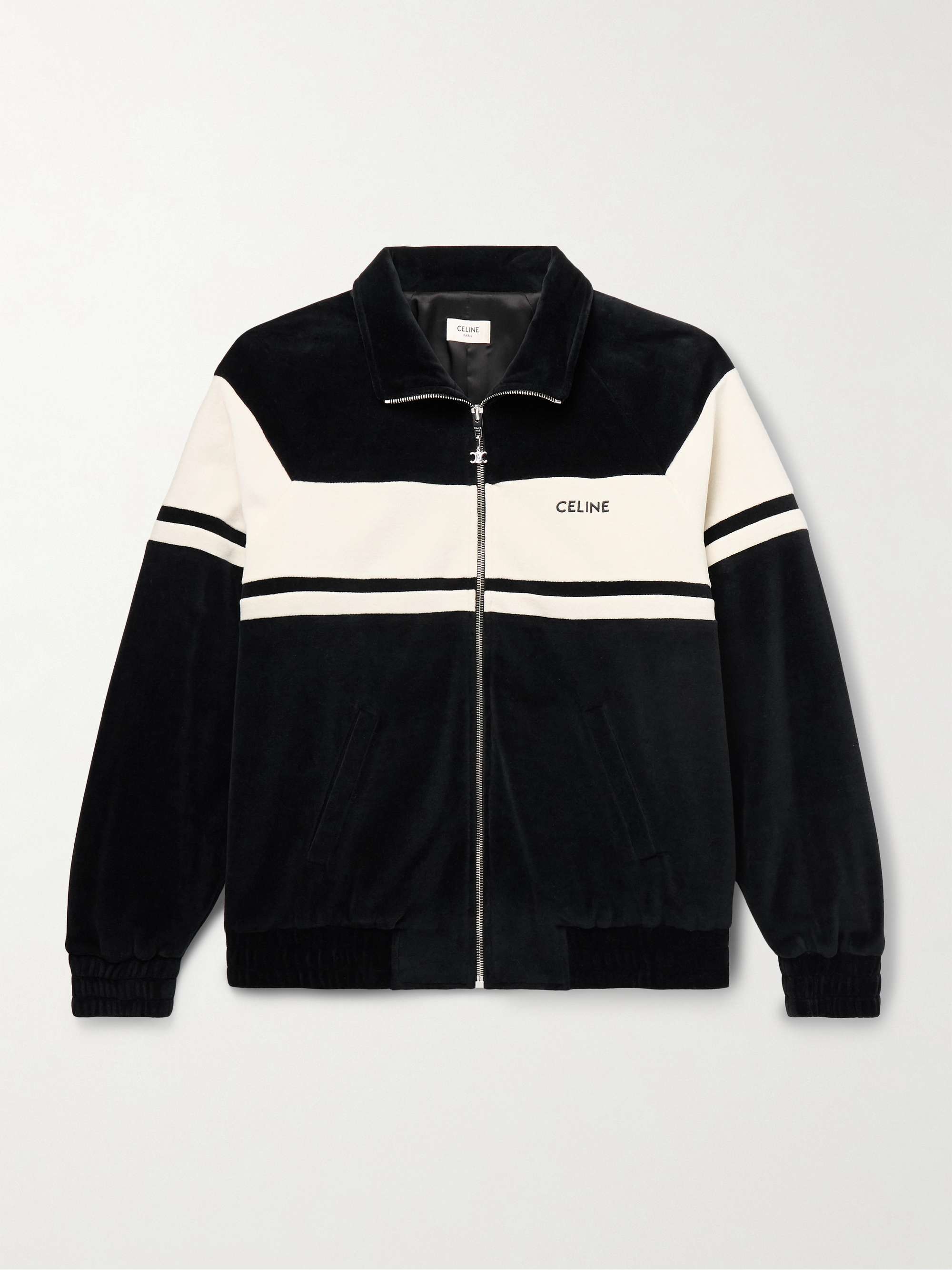 Logo-Embroidered Cotton-Blend Velour Track Jacket view