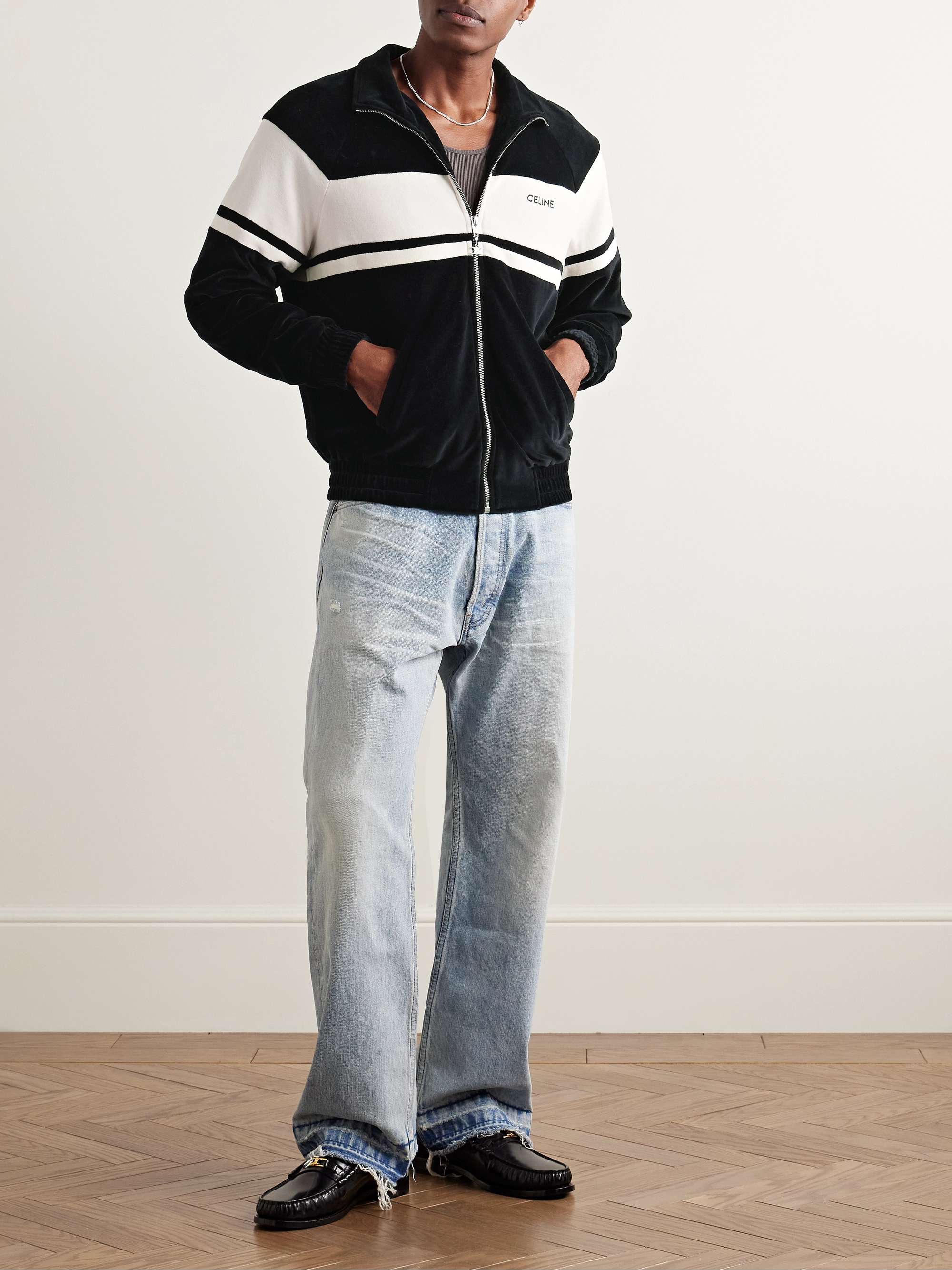 Logo-Embroidered Cotton-Blend Velour Track Jacket view