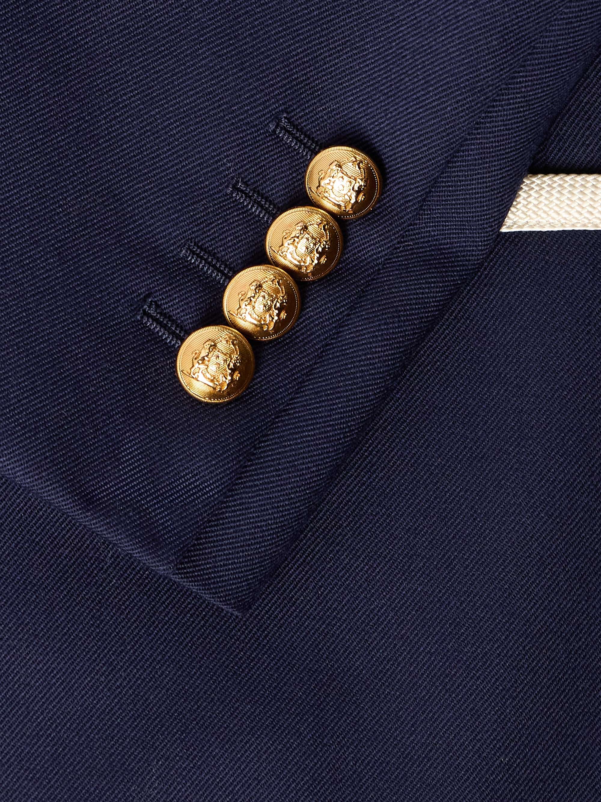 Slim-Fit Logo-Appliquéd Piped Wool-Twill Blazer view
