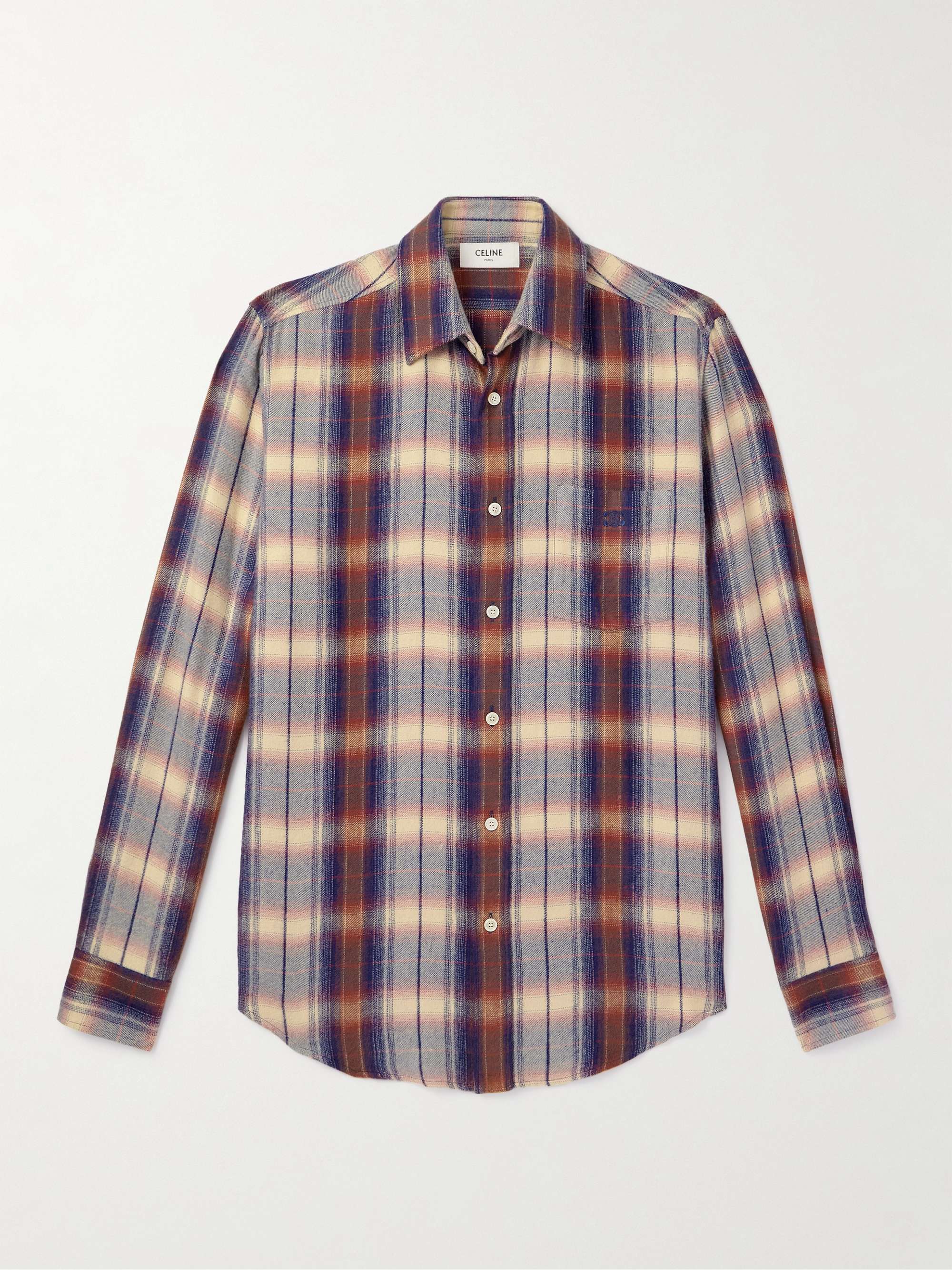 Logo-Embroidered Checked Flannel Shirt view